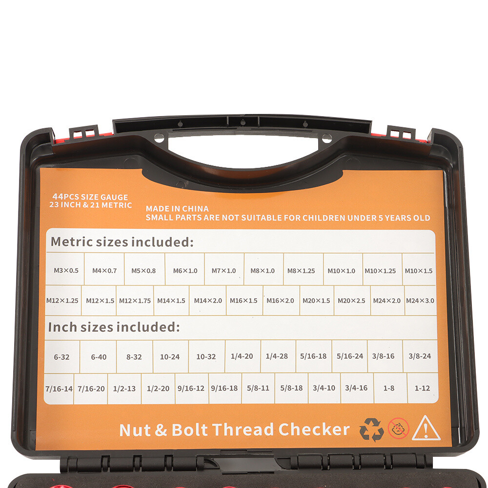 44PCS Nut and Bolt Thread Checker Identifier Thread Gauges (23Inch & 21Metric)