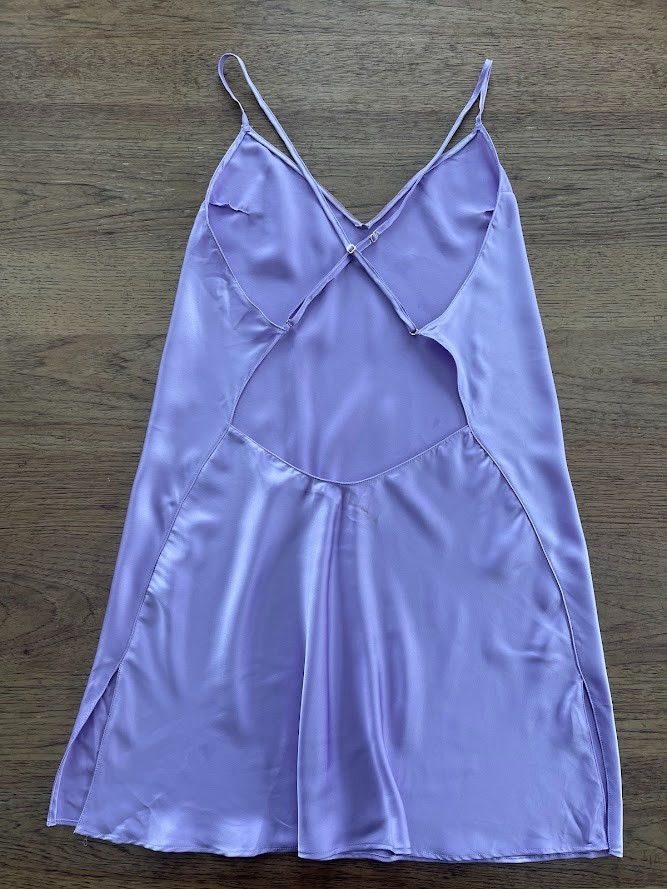 Victoria's Secret Smooth Purple SMALL Satin Open-Back Slip Dress Lingerie