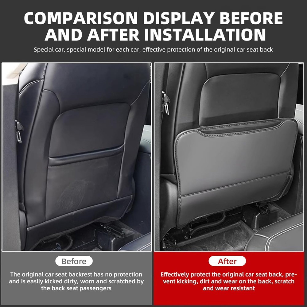 PU Leather Car Seat Back Anti-Kick Mat Pad Universal Protector Cover Accessories