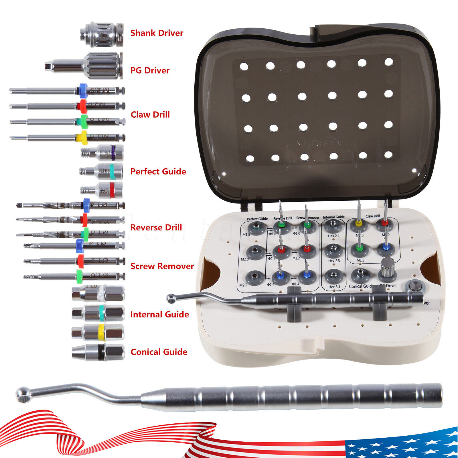 Dental Implant Fixture & Broken Screw Removal Kit Remove Surgical Tool Remover