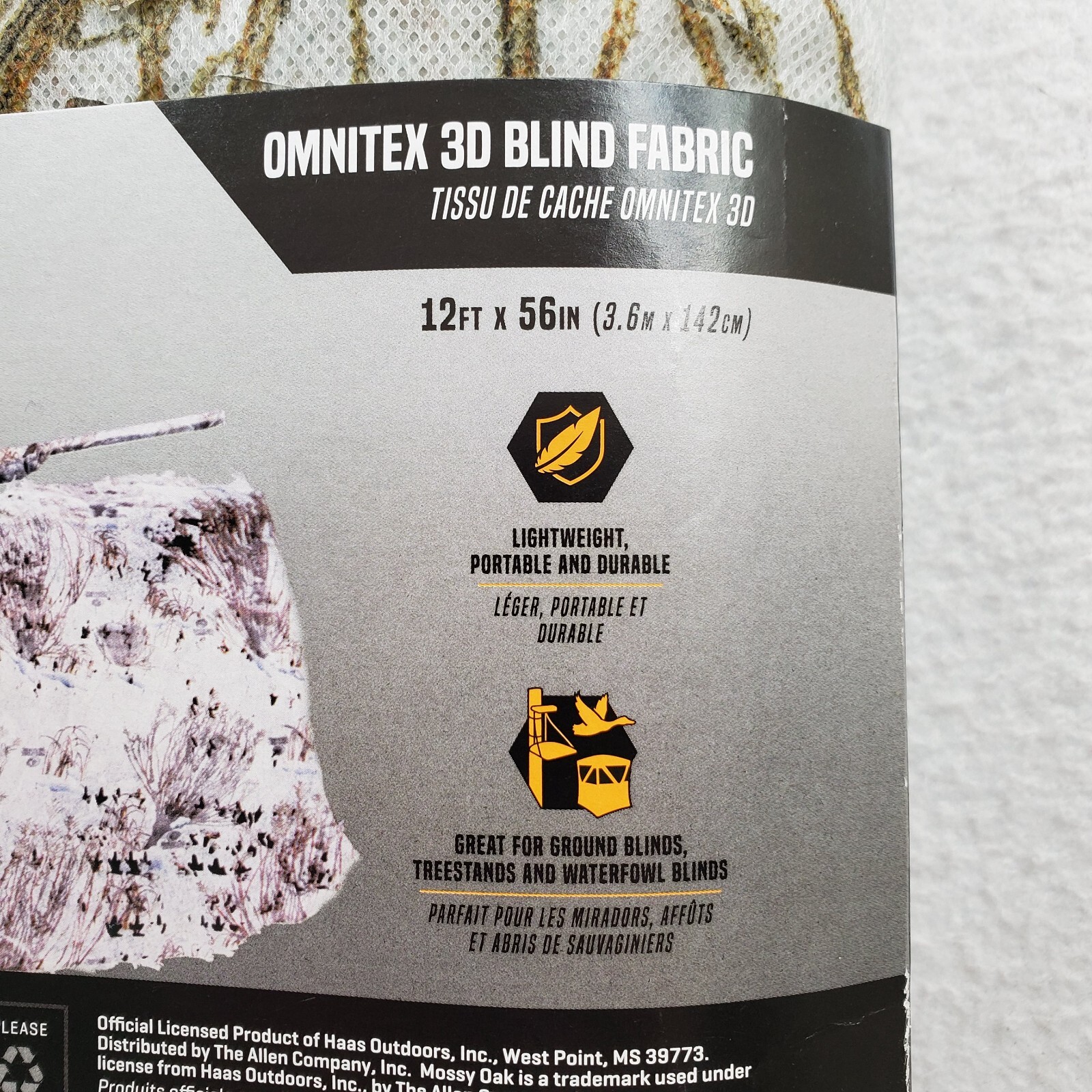 Vanish Omnitex 3D Blind Fabric Brush Winter 56x12' Snow Camo Hunting Mossy Oak