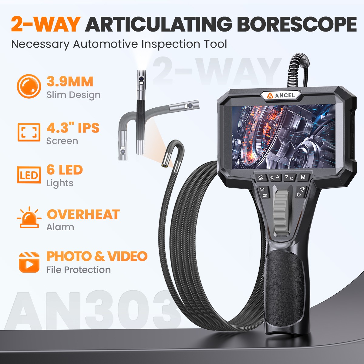 3.9MM Hose Borescope Camera Endoscope Inspection Camera with Light Imaging Kit