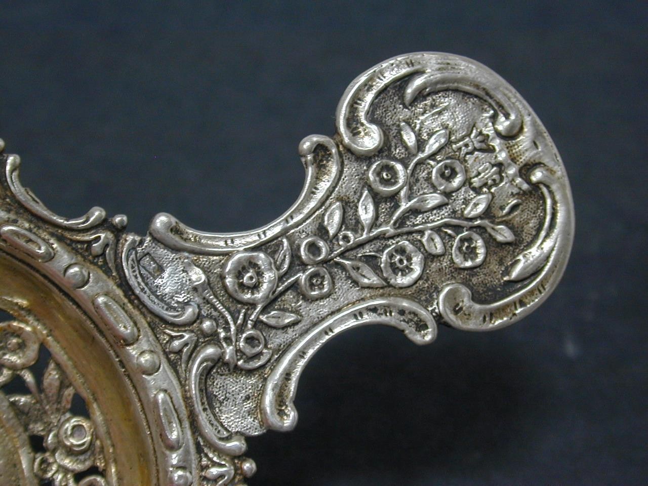 Antique Hanau Fredrich Reusswig 800? Silver Tea Strainer Rococo Repousse Germany