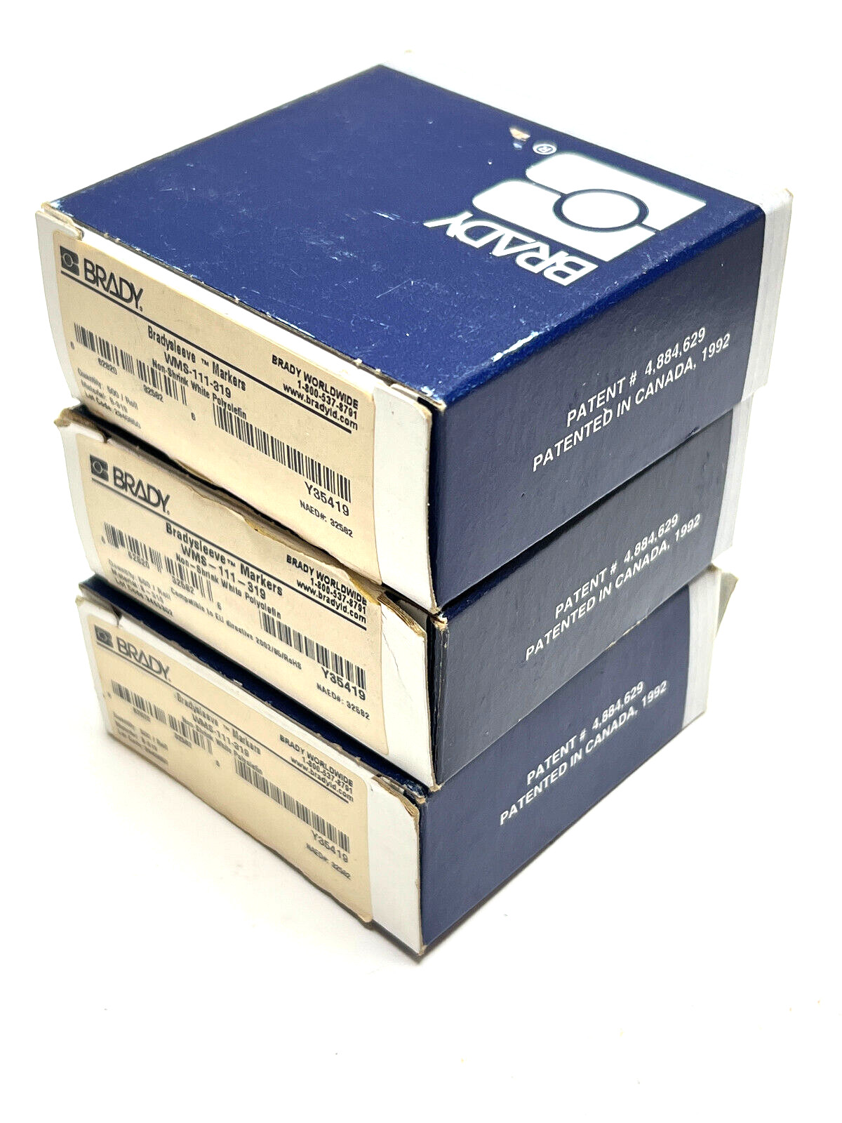 Lot of 3x Boxes BRADY WMS-111-319 1 IN X 0.35 IN (25.4 MM X 8.9 MM) 1,500 LABELS