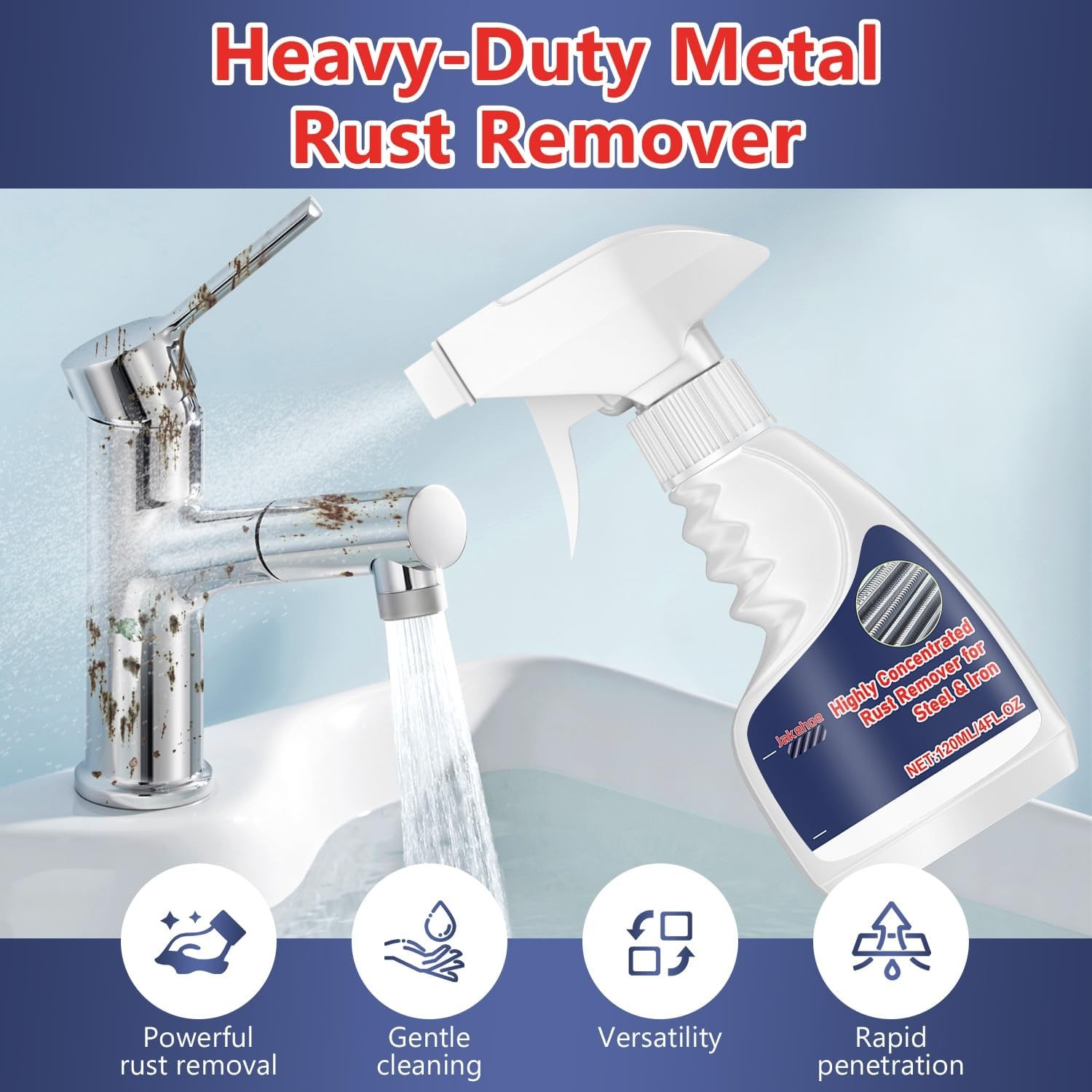 New Heavy Duty Rust Removal for Metal,Multipurpose Rust Remover Spray,Stainless
