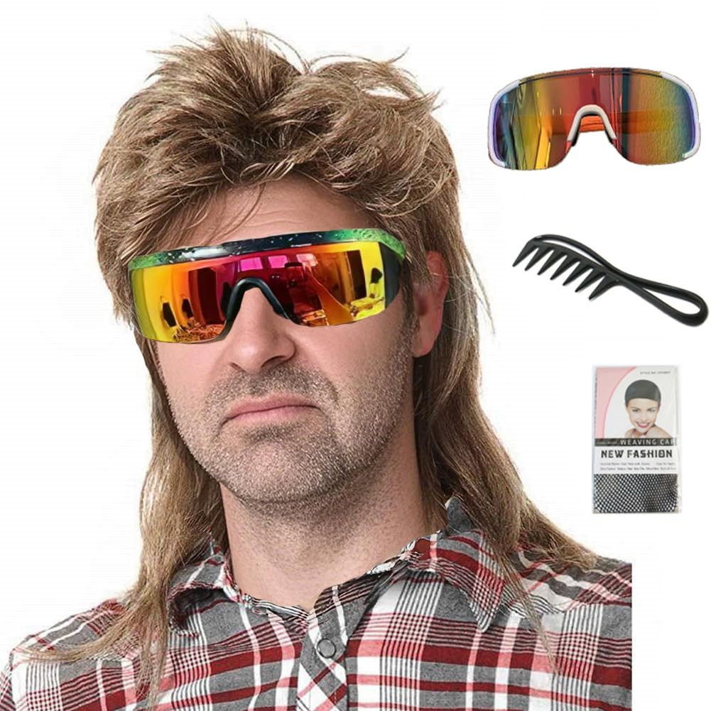 Mullet Wig for Men Joe Dirt Emo Wig 80s 90s Costumes Fancy Party Accessory Co...