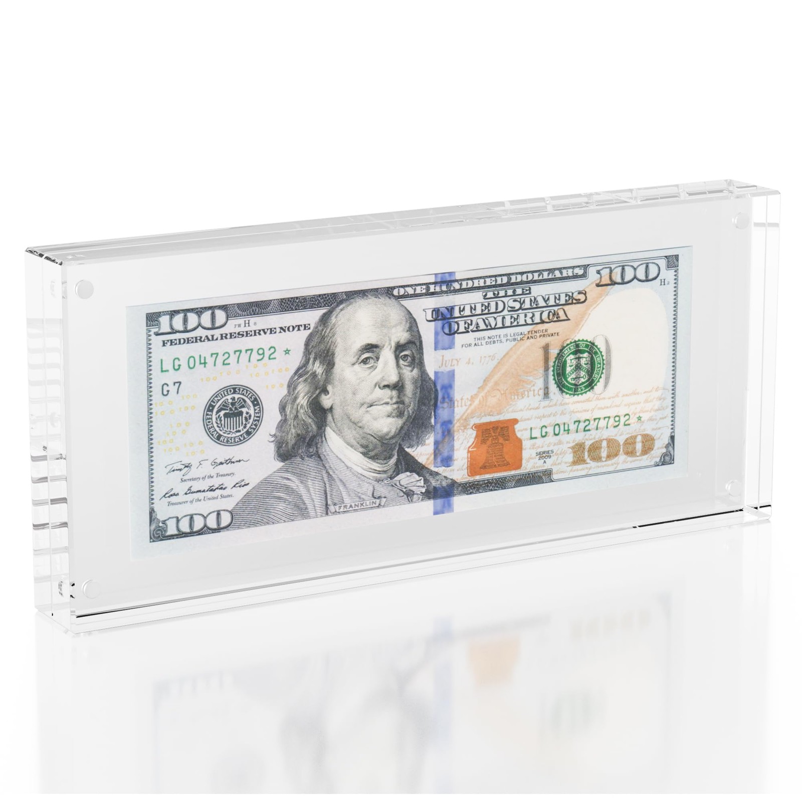 Dollar Bill Frame Display – 7.8" x 3.9" Acrylic 1 Pack, Clear