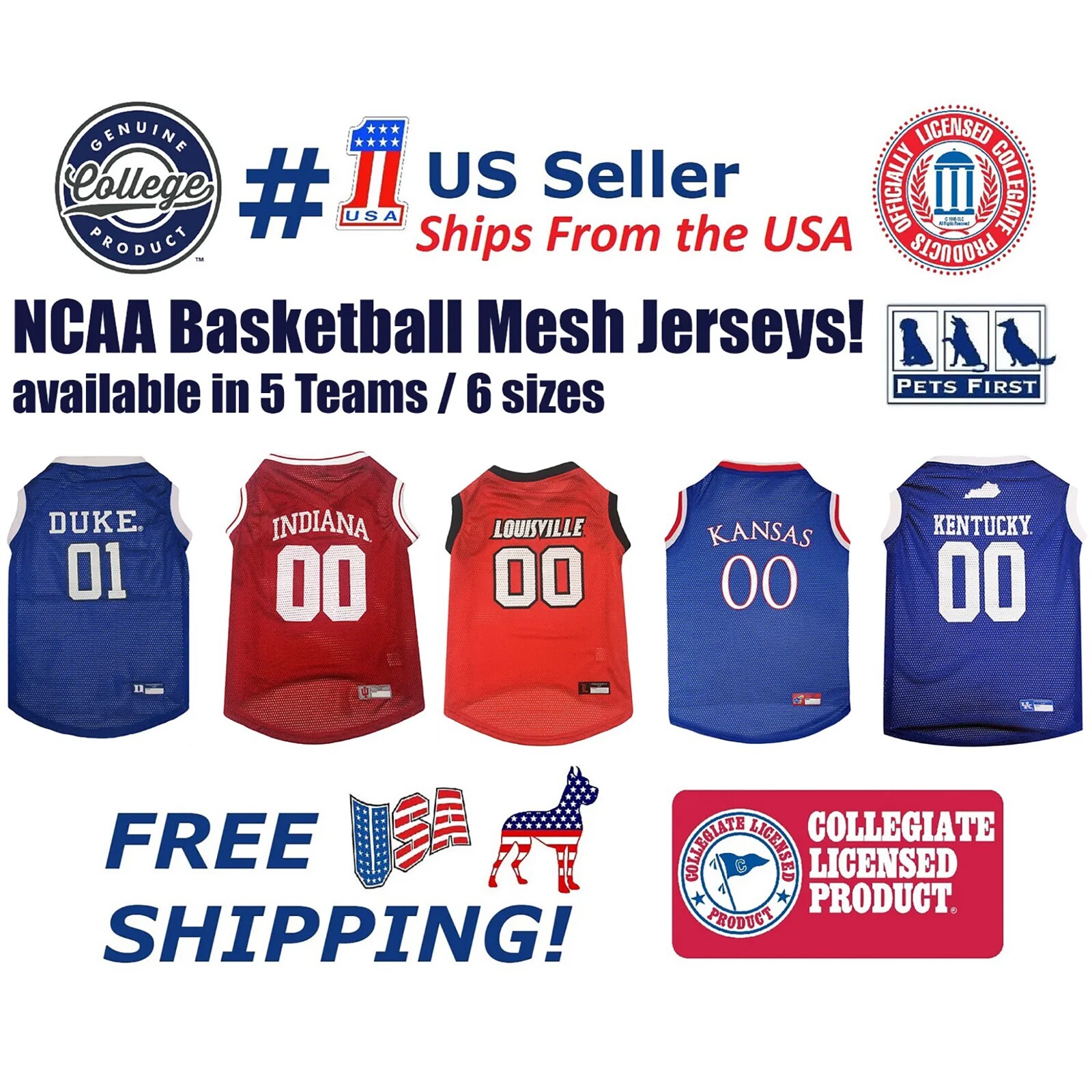 Pets First NCAA Mesh Jersey for Dogs & Cats Adorable & Comfortable Dog Jersey