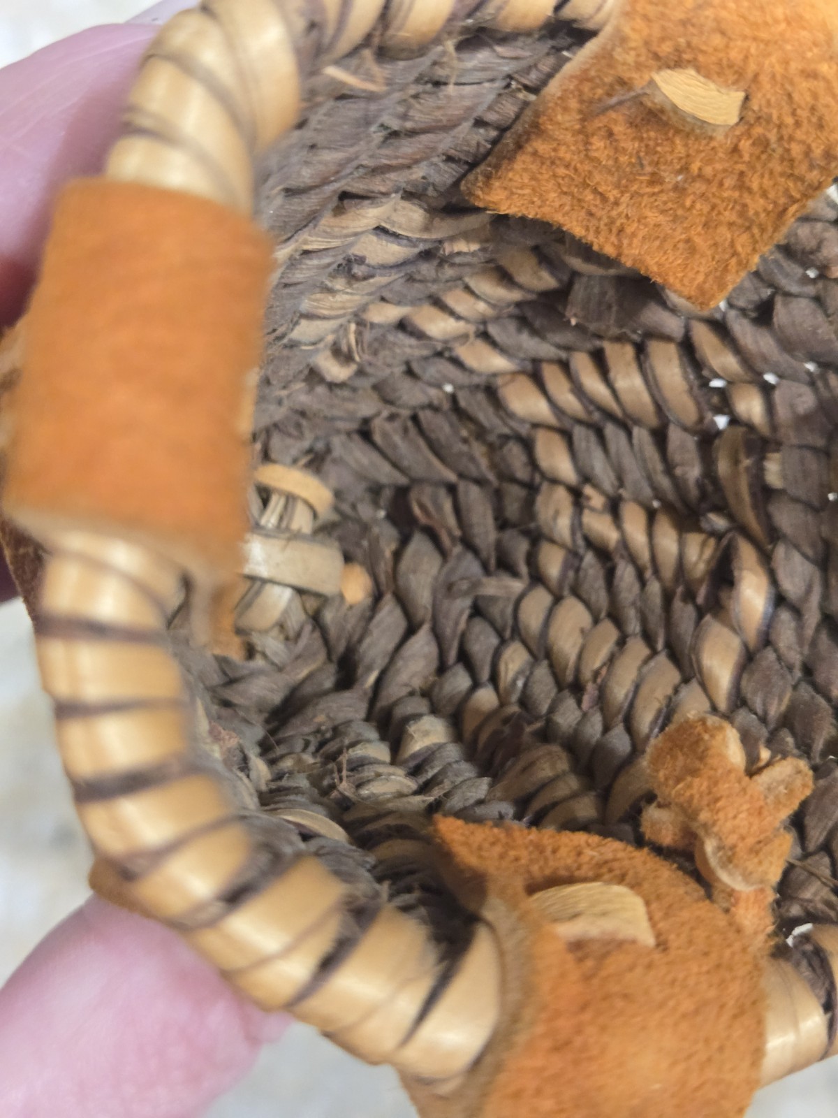 Vintage Miniature Native American Apache Burden Basket with Tipped Tassels