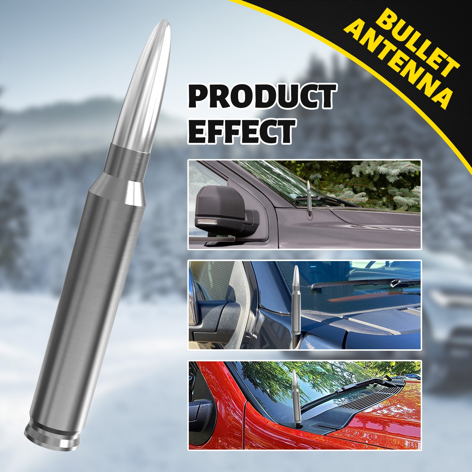 Chrome BULLET ANTENNA CAL 50 for CHEVROLET SILVERADO SIERRA 1500/2500/3500/GMC