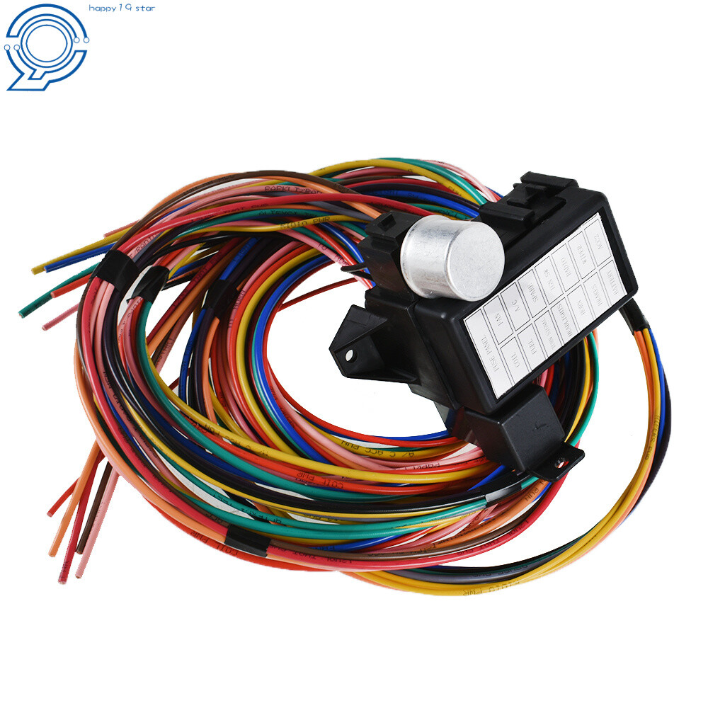 14 Circuit Universal Wire Harness 14 Fuse 12v Street Hot Rat Muscle Rod Wiring