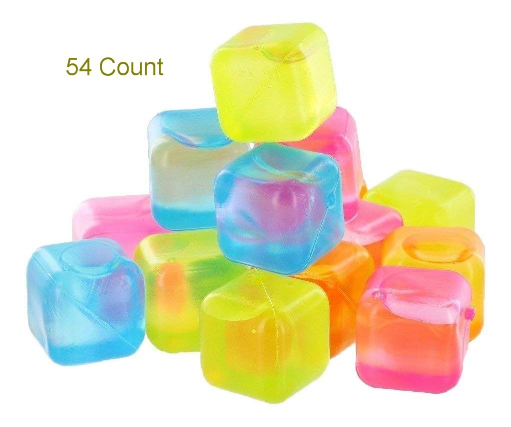 54 Piece Plastic Reusable Ice Cubes Coolers Refreeze Pool Party BPA FREE