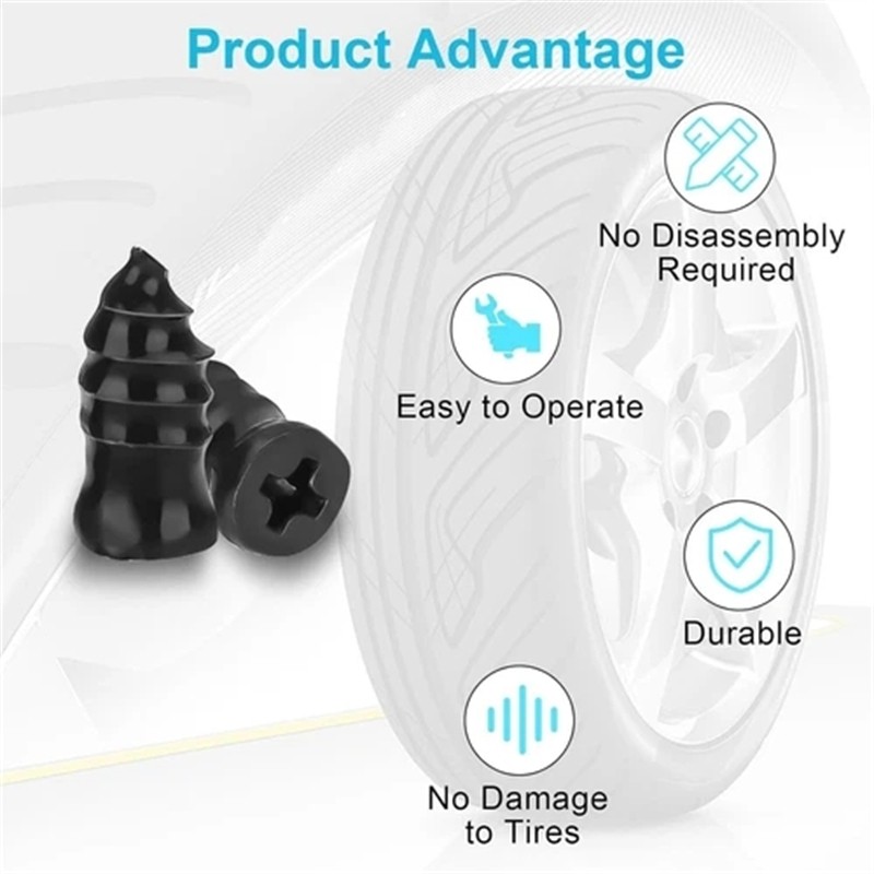 60 Pcs Rubber Tire Nail Repair Kit Screw In Tire Plugs for Car Truck SUV Van