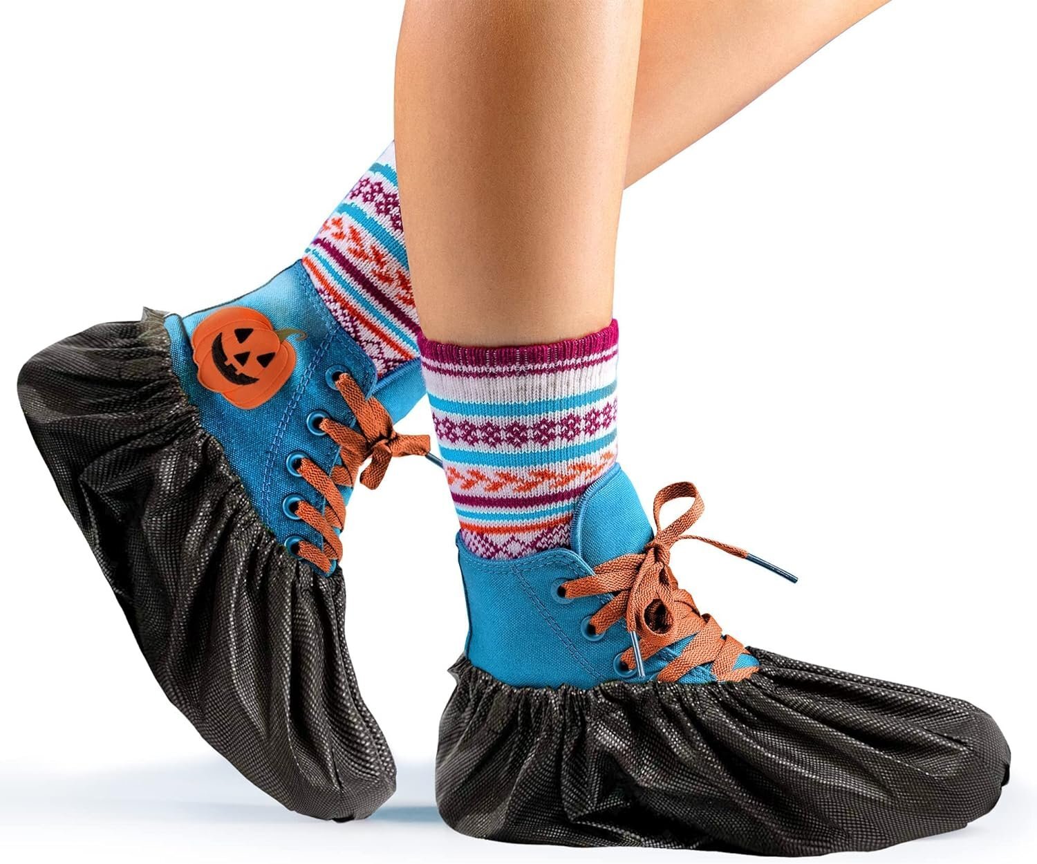 100x Black Disposable Shoe Covers Overshoes Protector Plastic