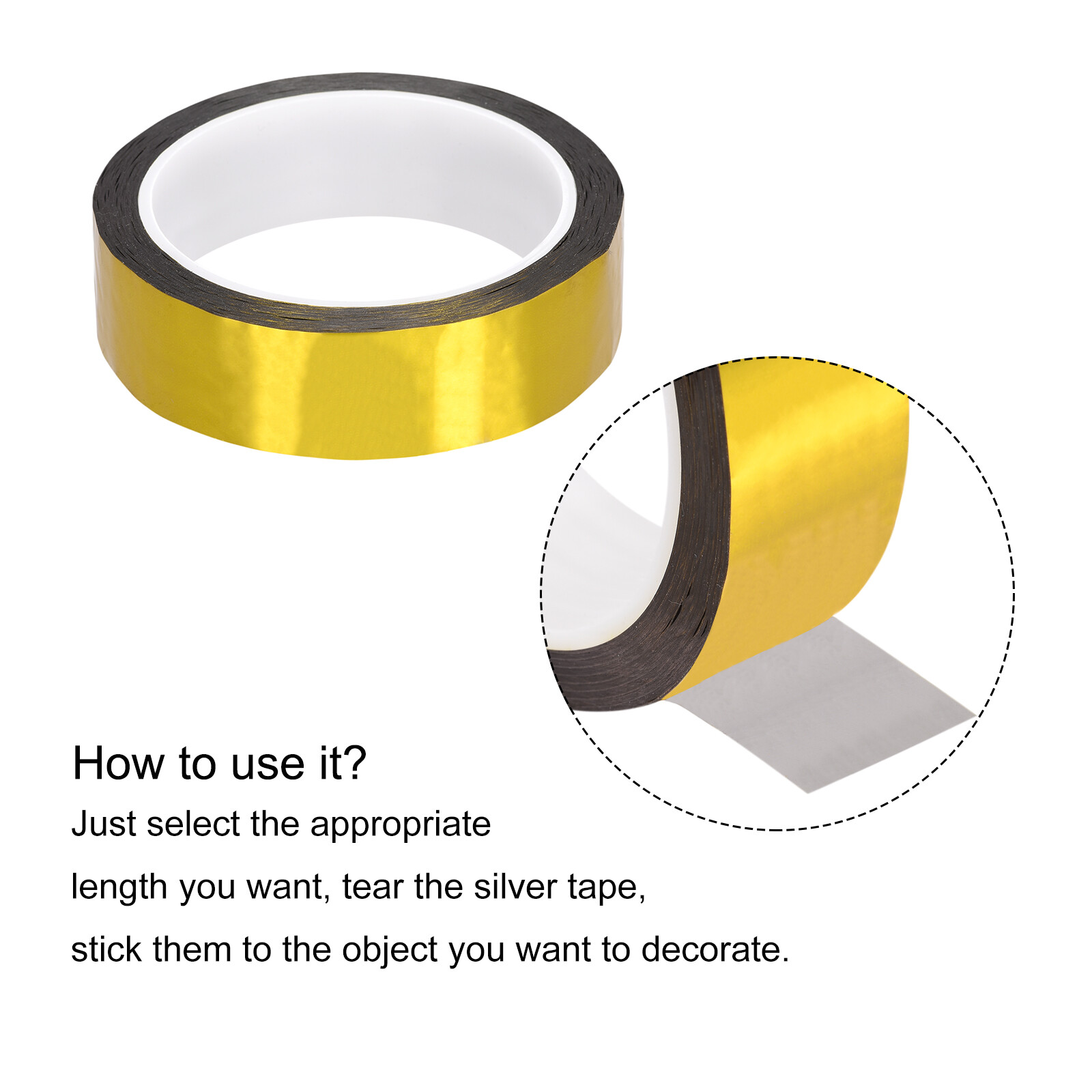 Gold Tone Metalized Tape 1 Inch x 55 Yards Decoration Tape for DIY