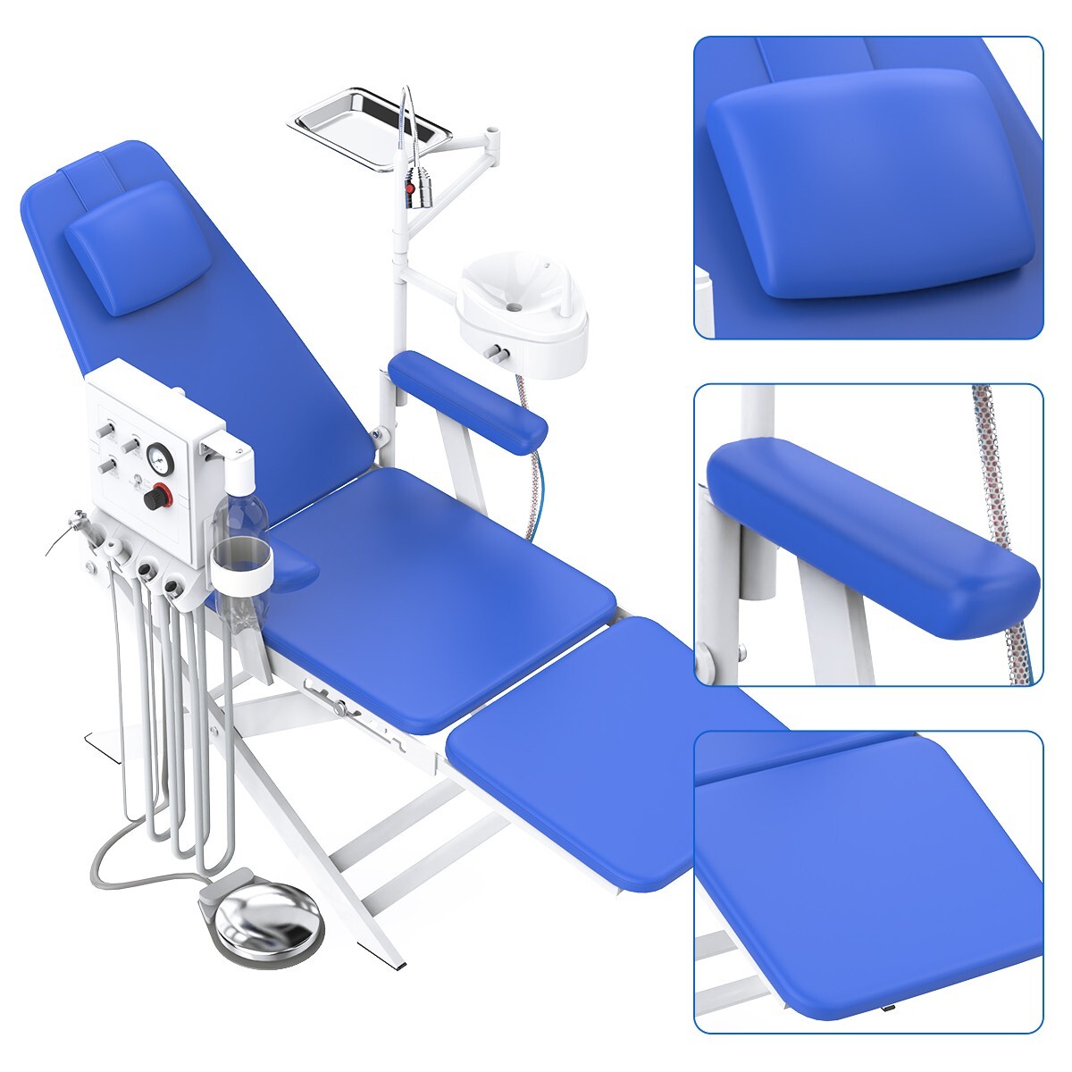 Silla de unidad dental móvil portátil Lámpara LED con unidad de turbina 4Hole