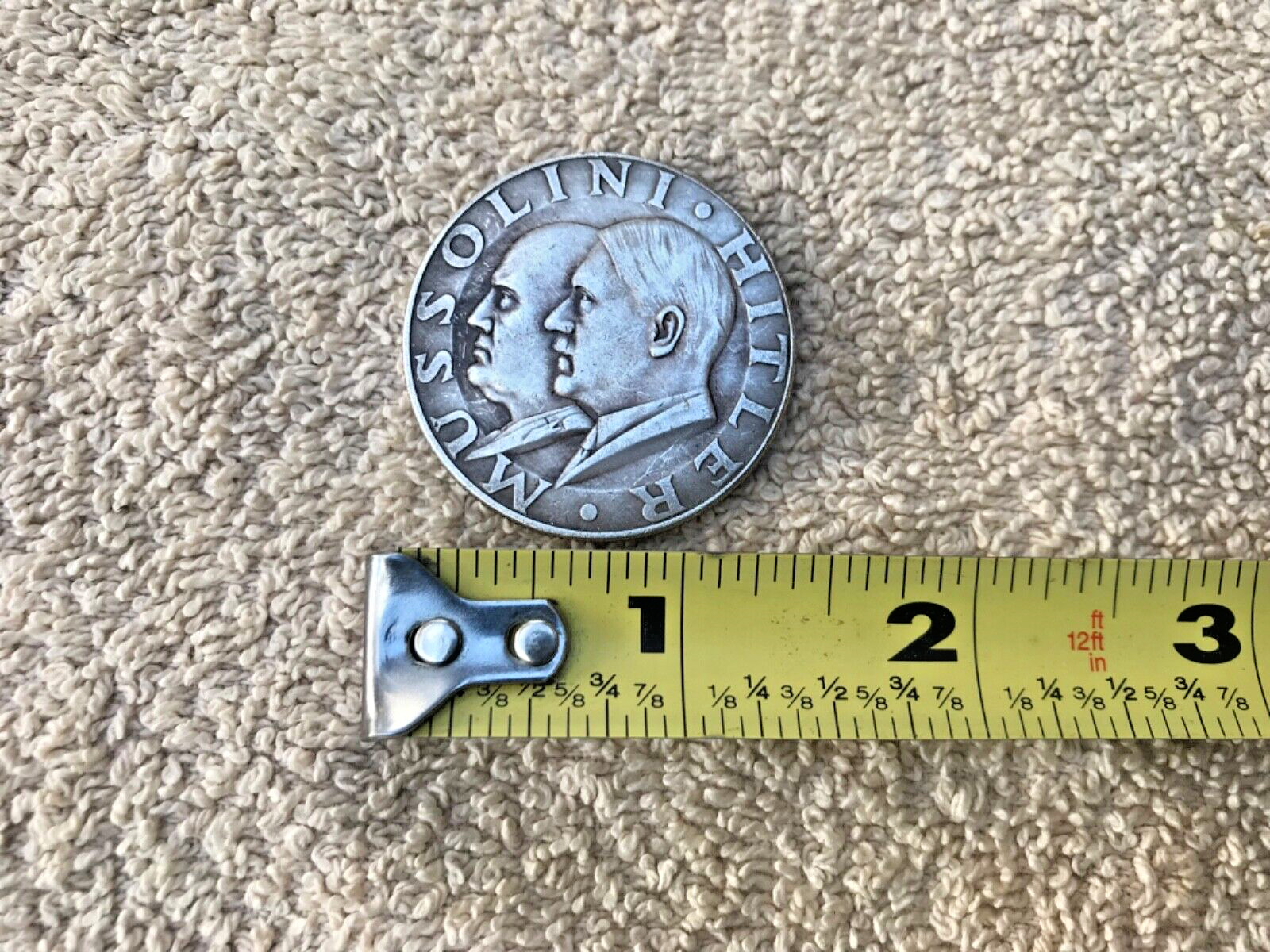 1937 1938 GERMAN FUEHRER ITALIAN MUSSOLINI PACT OF STEEL WWII COMMEMORATIVE COIN