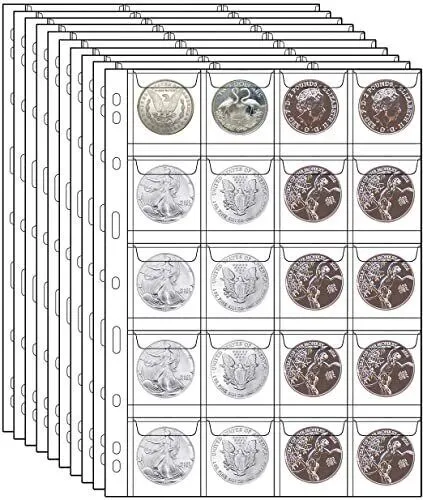 10 Sheets Coin Collection PagesCoin Binder Inserts Sleeves with 9 Hole for
