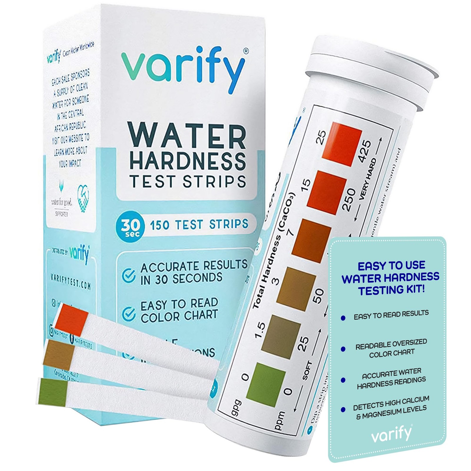 Varify Water Hardness Test Kit - Water Testing Kit for Home, Drinking, Well,