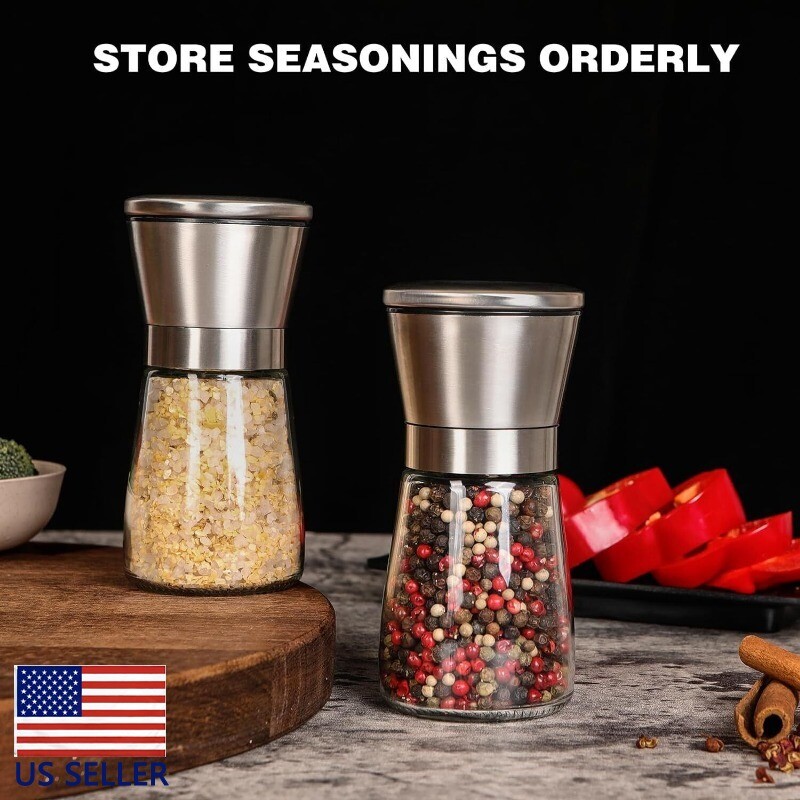 1PC Salt and Pepper Grinder Set Adjustable Coarseness Mills Glass Refillable