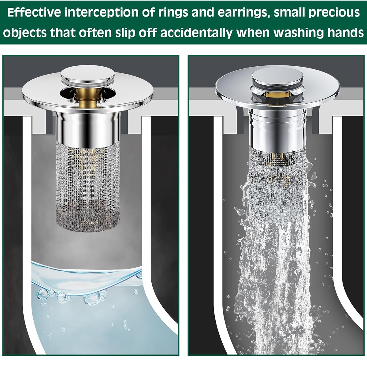 2 Pcs Bathroom Sink Stopper Hair Catcher Bathroom Pop Up Sink Drain Filter