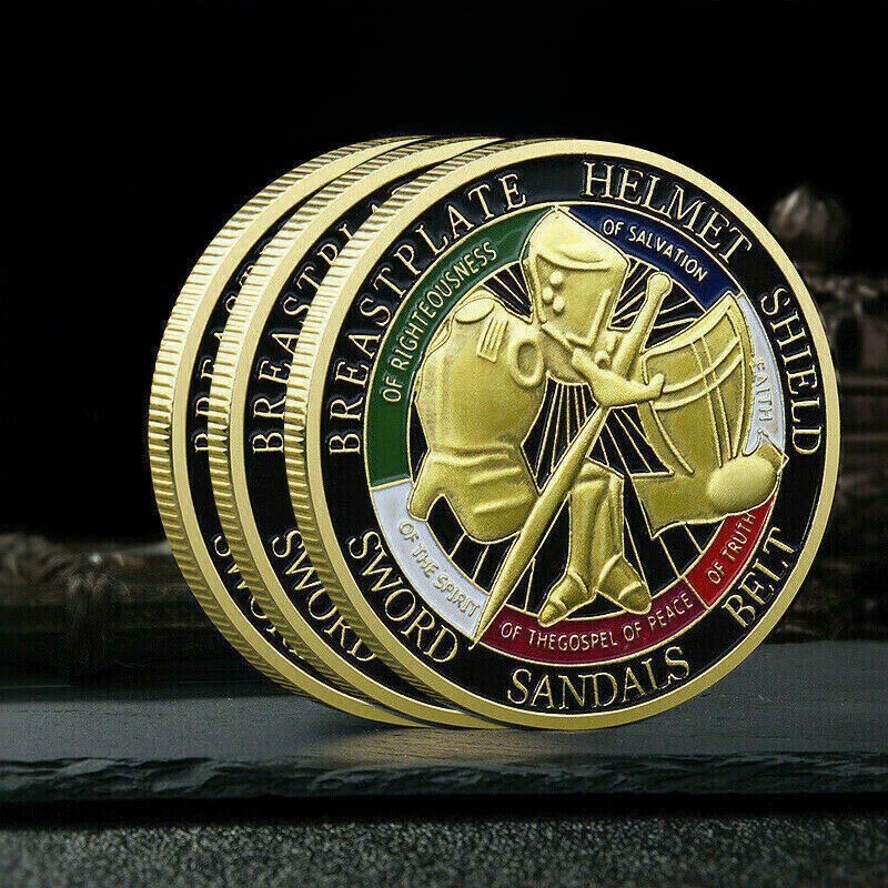 24PCS Put on the Whole Armor of God Commemorative Gold Challenge Coins Gift