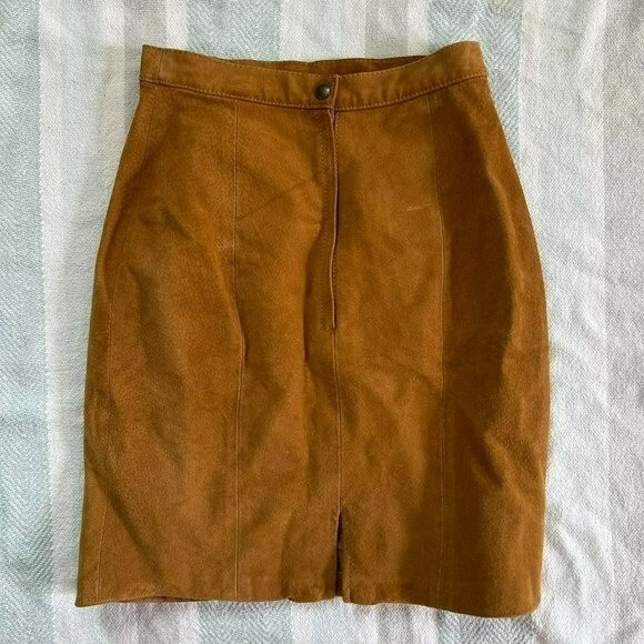 Vintage bb dakota light brown genuine suede leather skirt