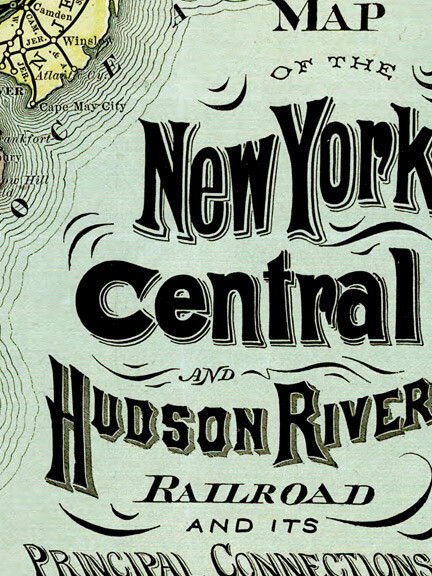 1870s NY Central and Hudson River RR Map - 18x24
