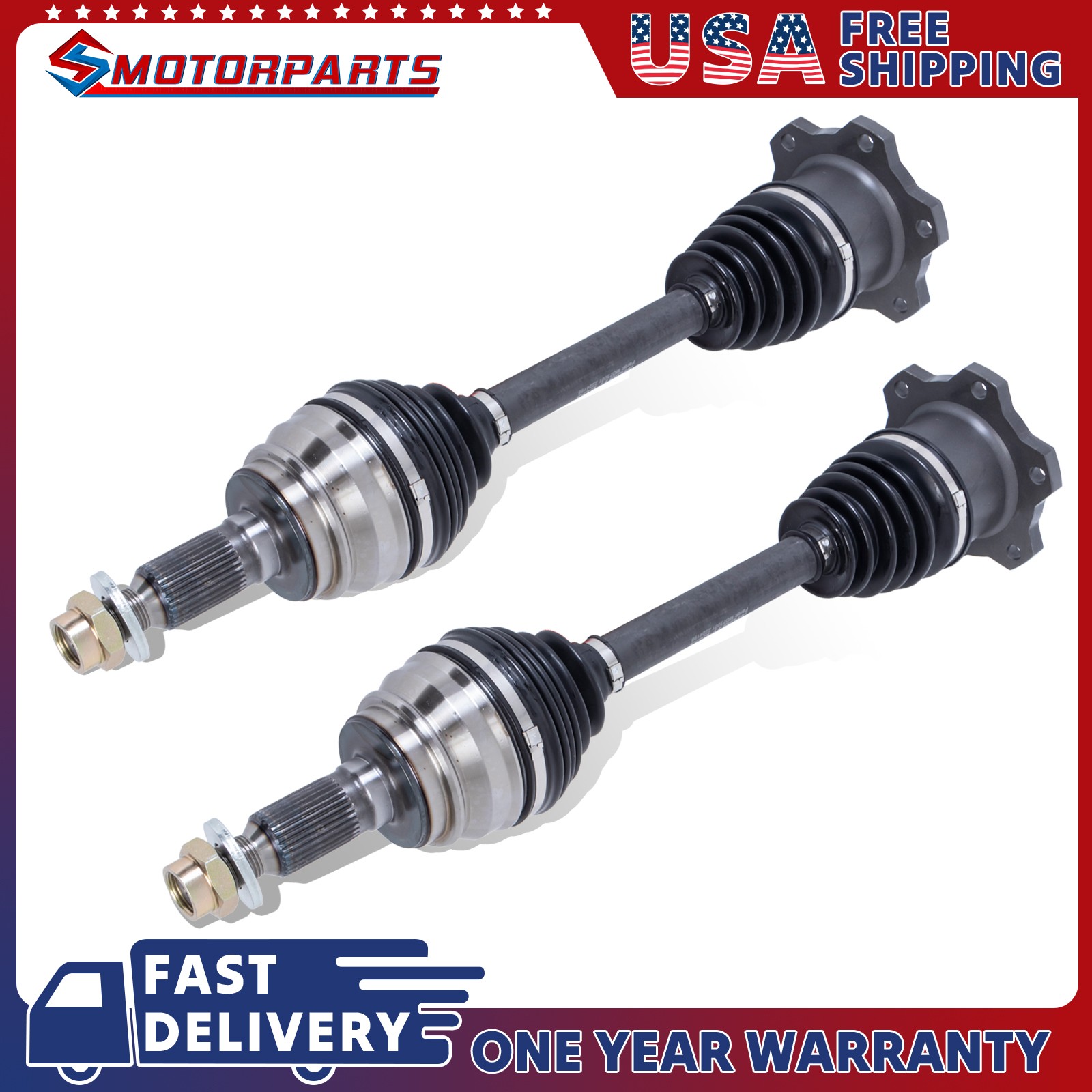 4WD 6-Lug Front CV Axle Shafts for Chevy Silverado GMC Sierra 1500 Tahoe Yukon