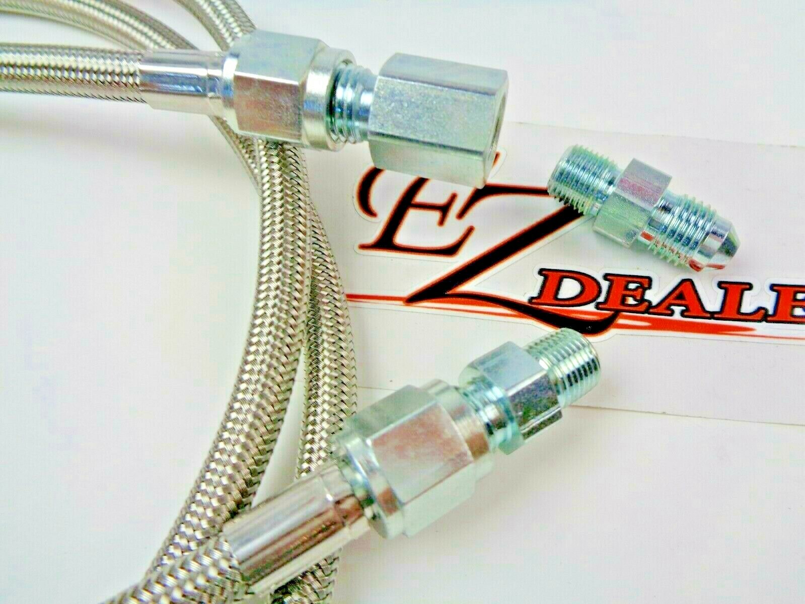 New - 4 Steel Braided Pressure Gauge Line Kit For Oil Water Fuel Gauges 60" Inch