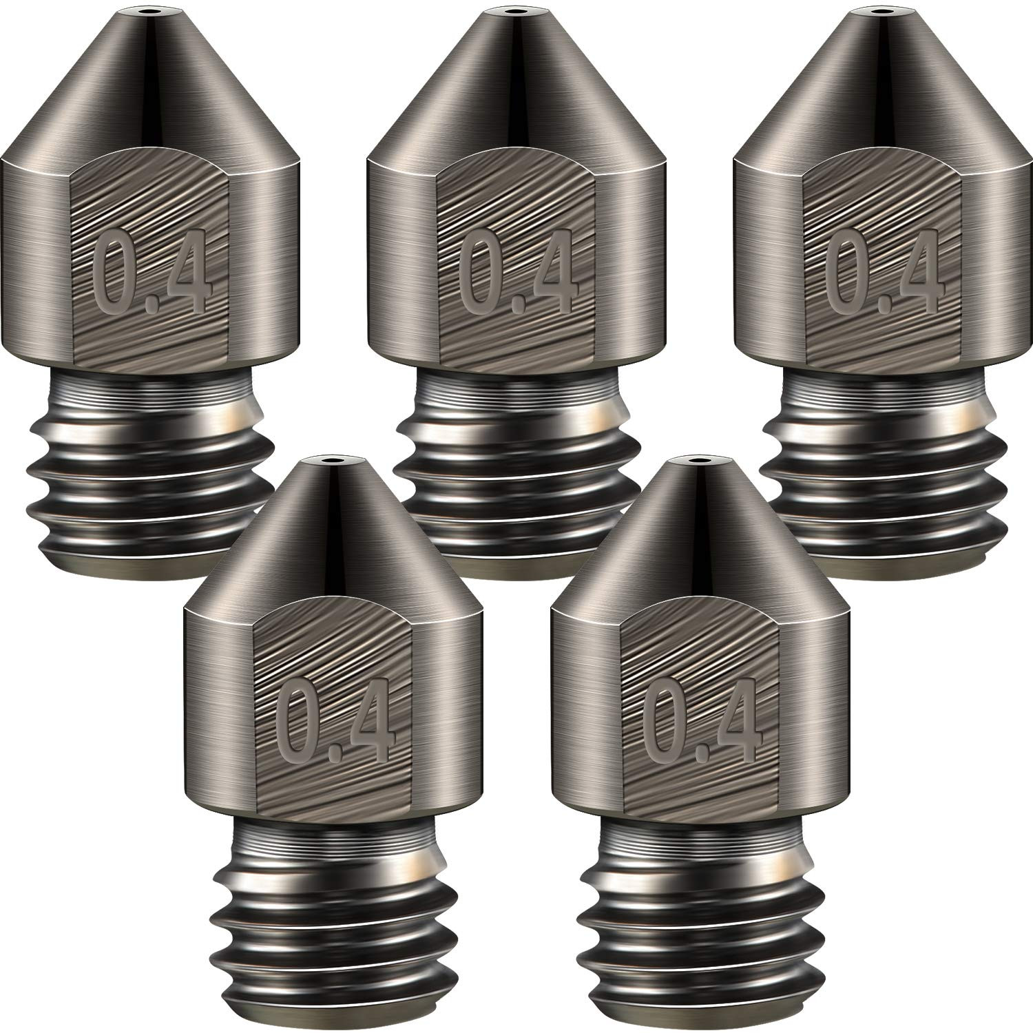 5 Pieces Hardened Steel Nozzle 0.4 Mm/ 1.75 Mm 3D Printer Mk8 Nozzles High Tempe