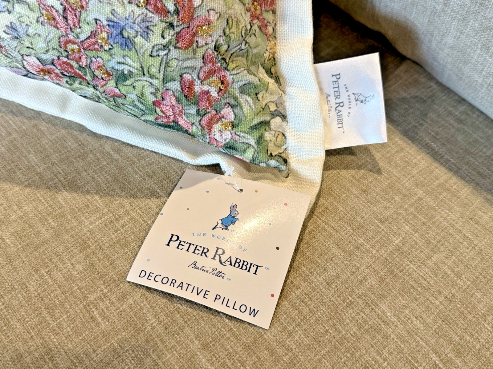 Beatrix Potter DECORATIVE PILLOW (14" x 20") PETER RABBIT IN THE GARDEN - NEW