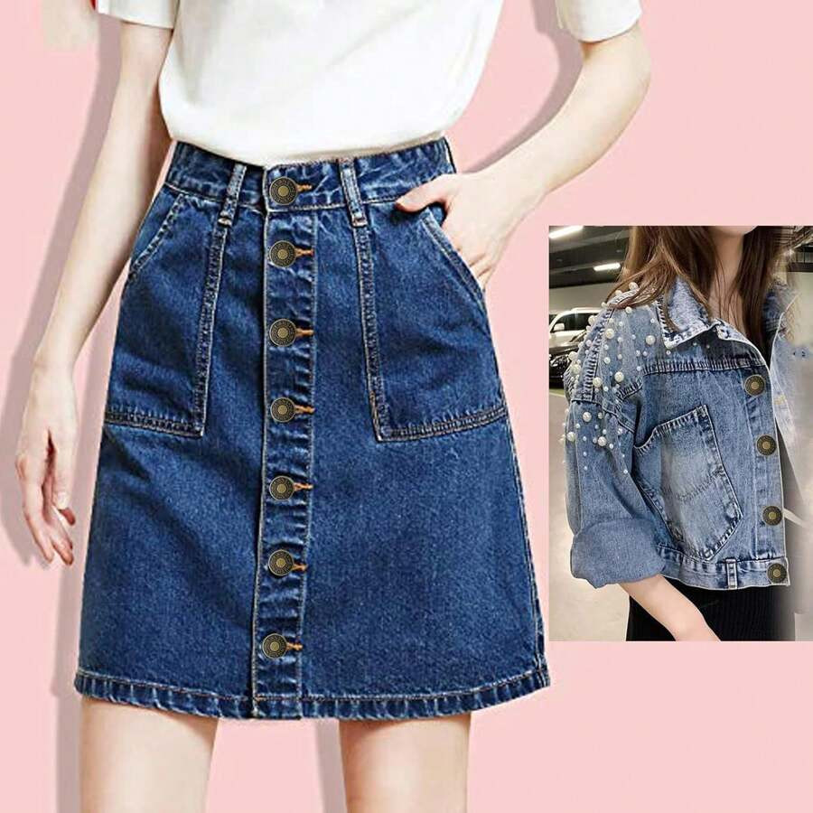 6 PCS Jeans Buttons No Sew Jean Button Replacement with Screwdriver 17mm