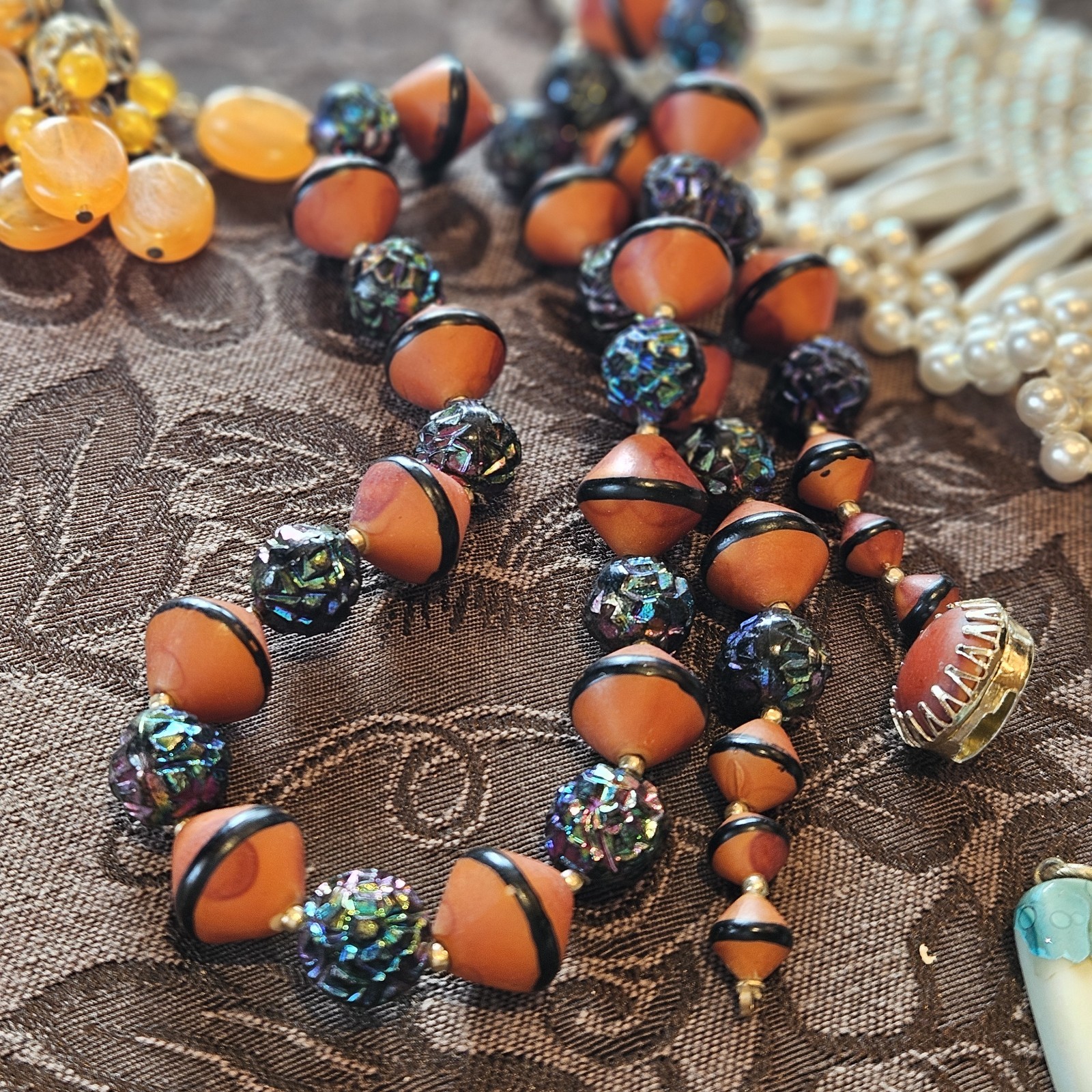 Lot Of 12 Vintage Jewelry Marked Hong Kong. 5 Necklaces 6 Pair Of Earrings And