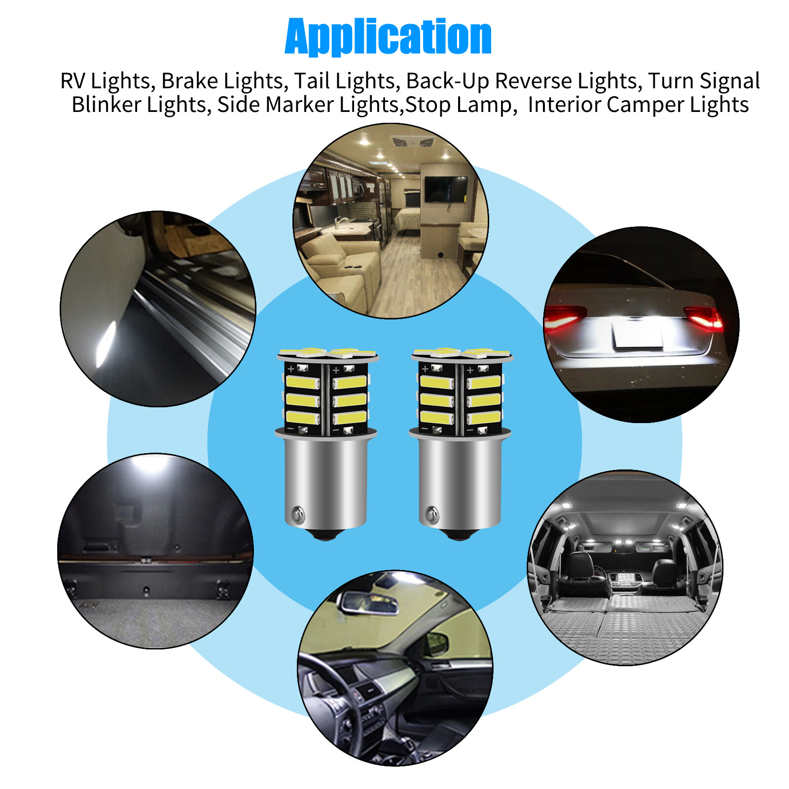 20x 1156 1141 1003 21-SMD LED RV Camper Trailer Interior Light Bulbs Super White