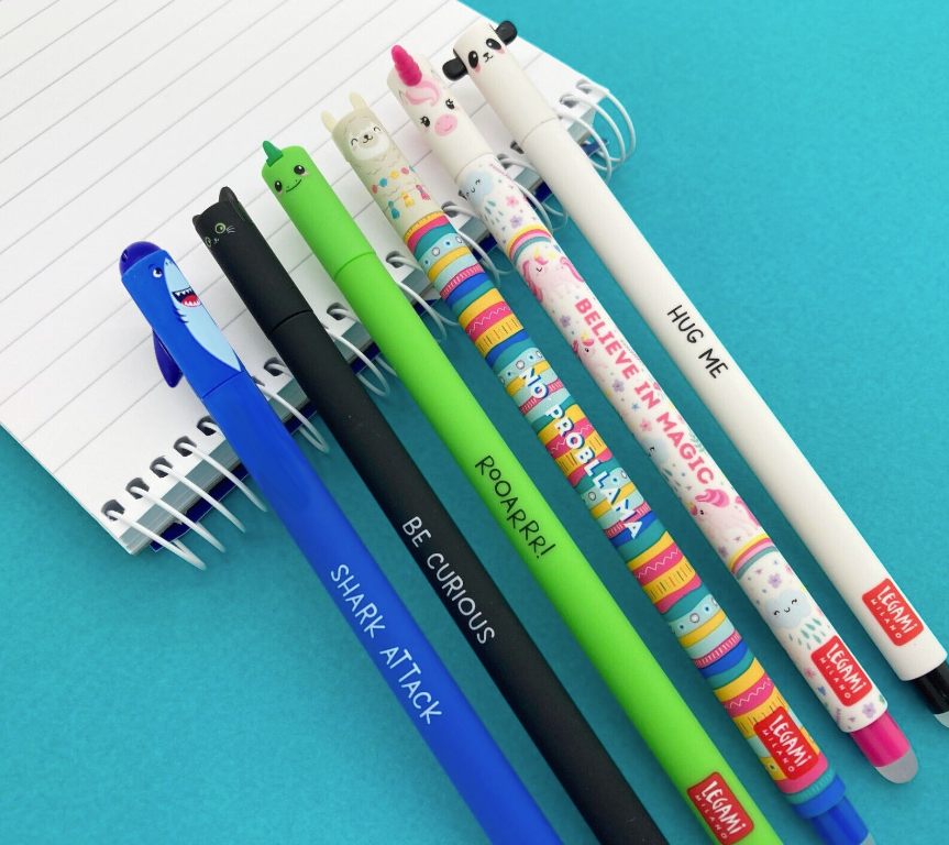Legami Erasable Gel Pen 0.7mm Tip Kawaii Cute Animal School Stationery