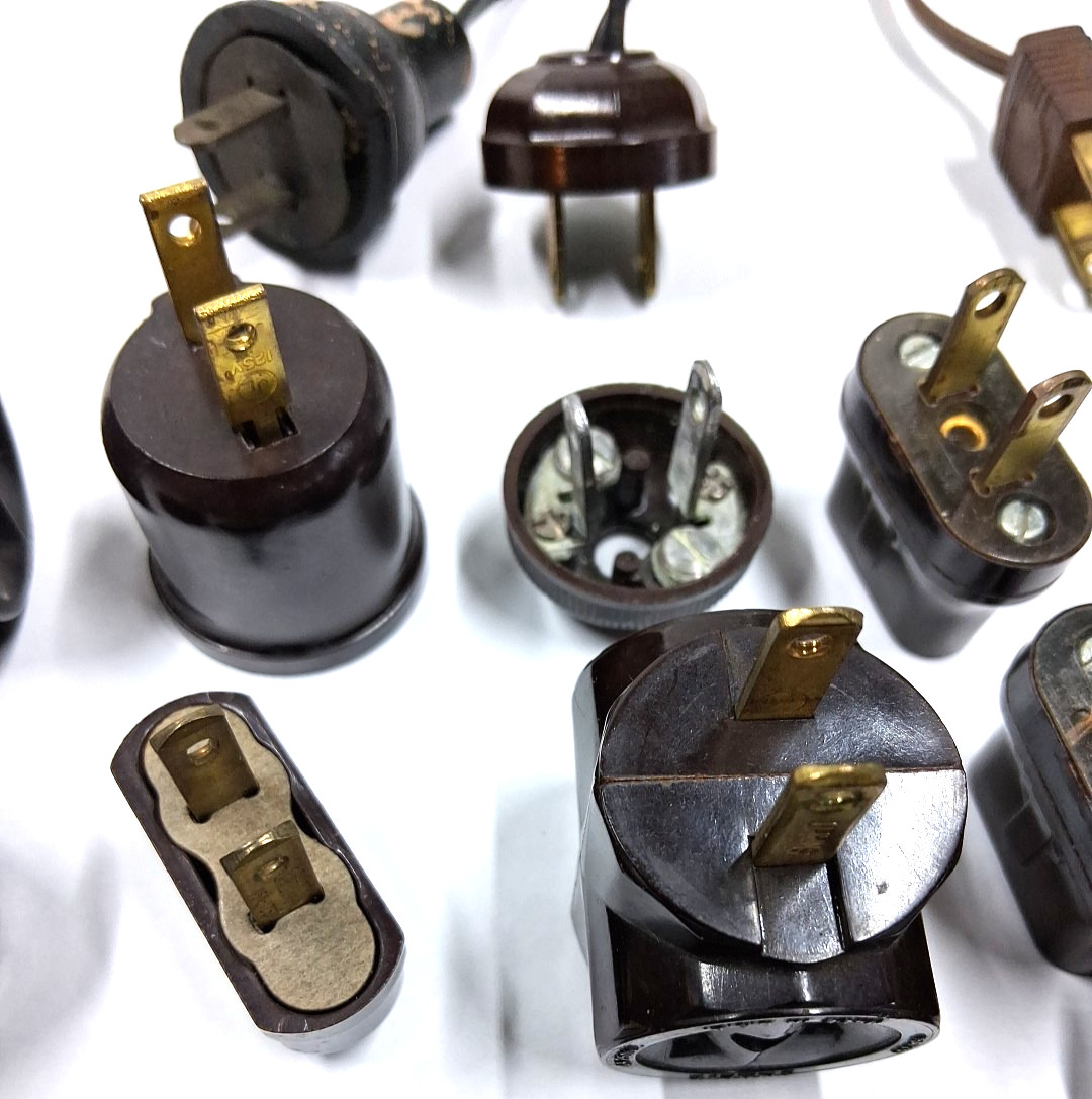Vintage Lamp / Light Plugs other assorted electrical items lot of over 20