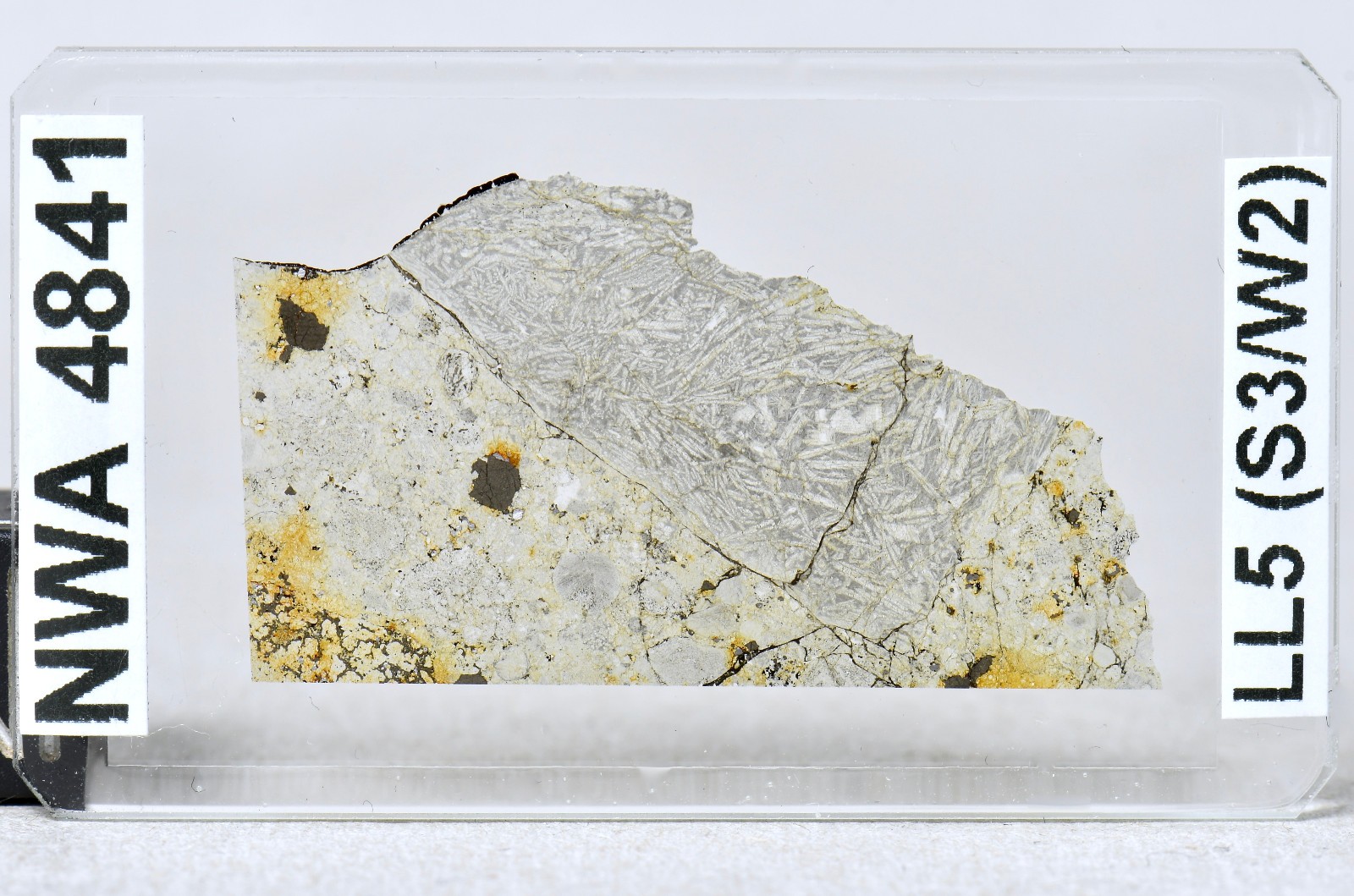 Meteorite NWA 4841 - LL5 with RARE ACHONDRITE SPINIFEX TEXTURE !!! Thin Section