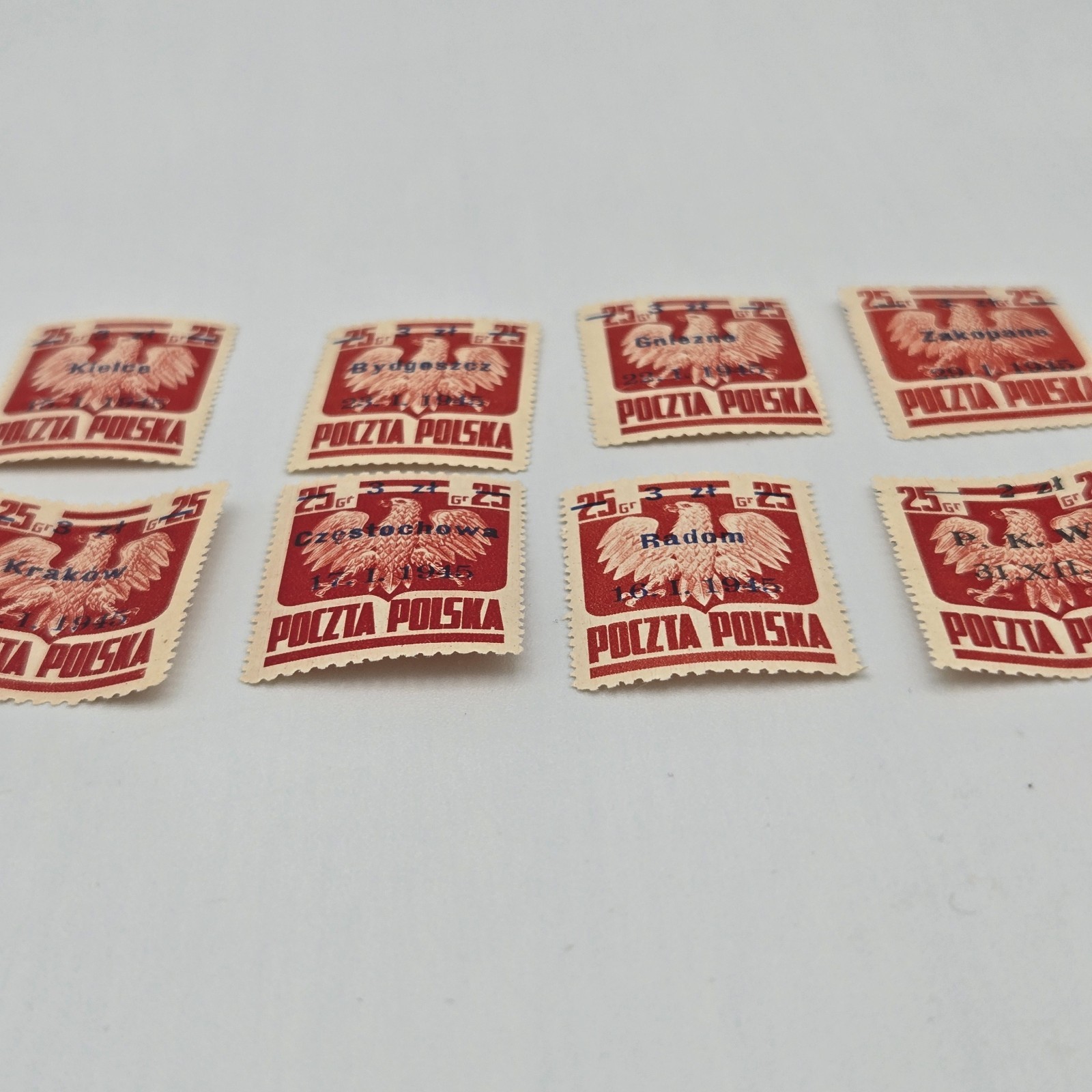 POLAND 1945 Liberation Of Polish Towns Stamps Lot Of 12 Poctza Polska Warszawa..
