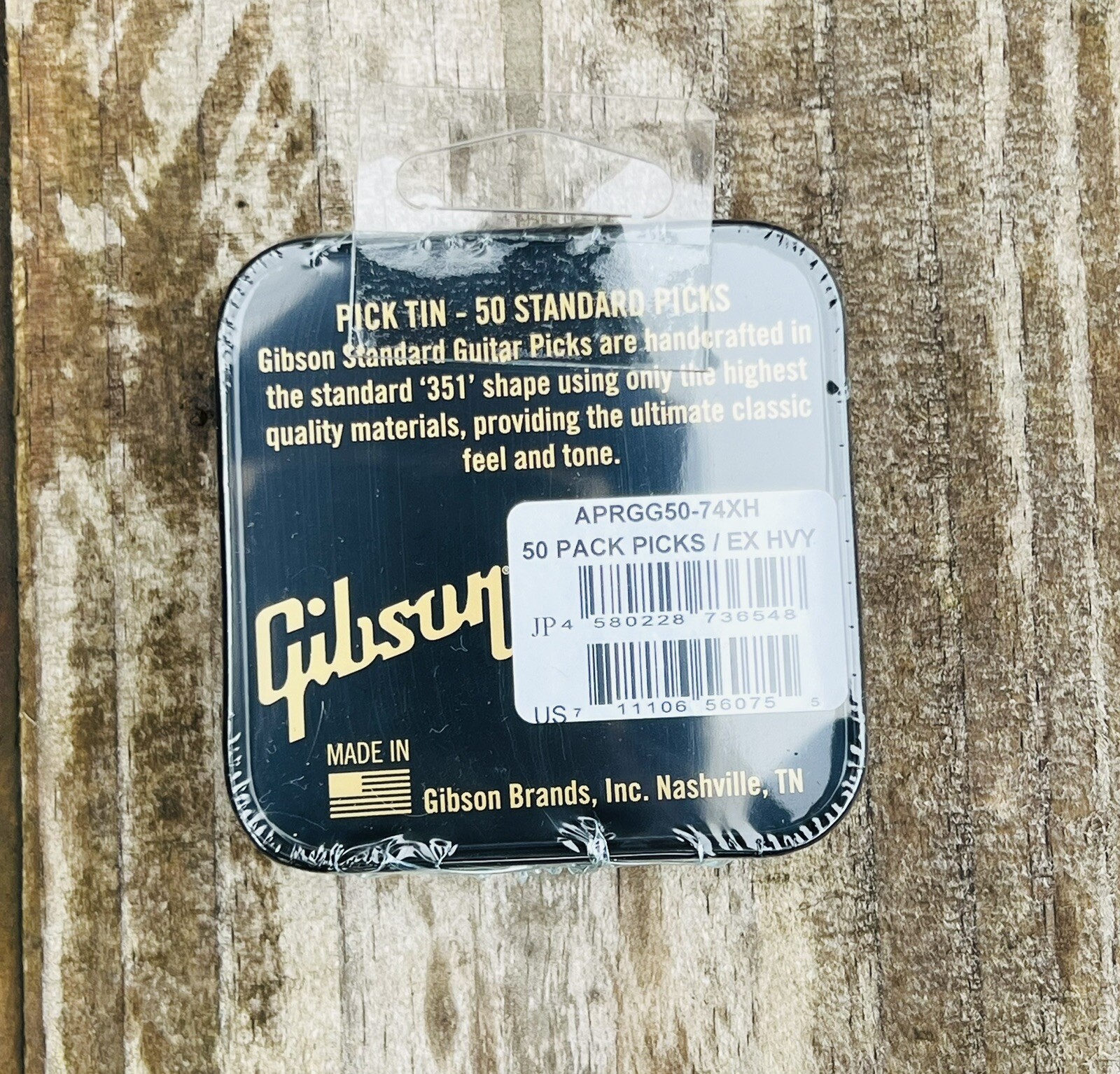 GIBSON Pick Tin 50 Standard Picks - Extra Heavy 351 Shape ~ New & Sealed