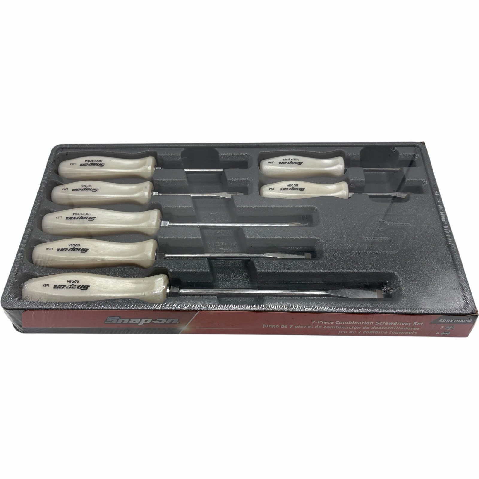 Snap On Tools Pearl White Hard Handle Combination Screwdriver Set SDDX70APW