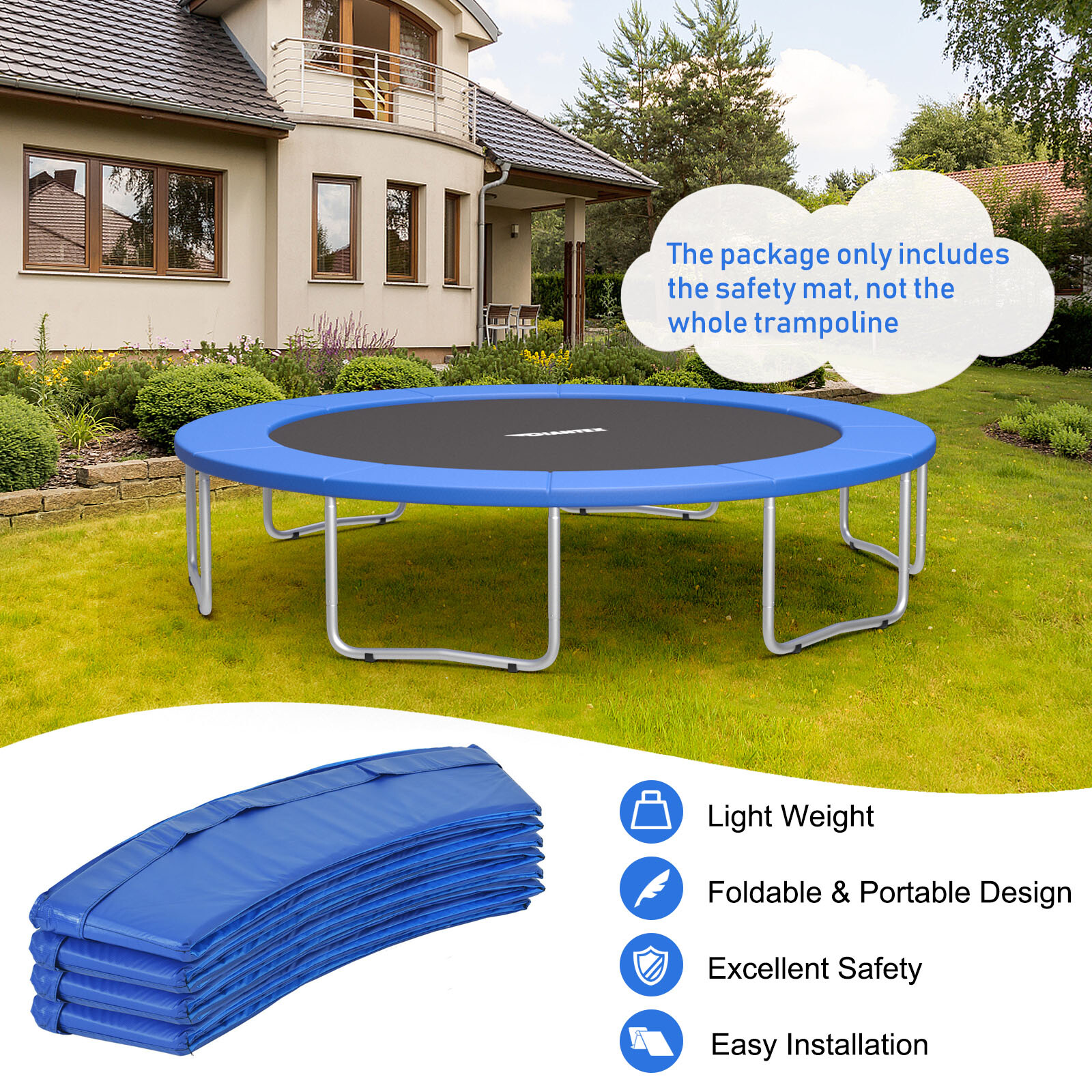 8/10/12/14/15/16FT Trampoline Replacement Safety Pad Universal Trampoline Cover
