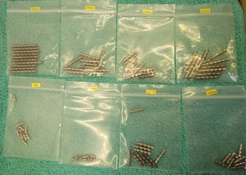 Tungsten Nail Sinker Weights for Soft Plastic Baits 10 pack- Choose Size