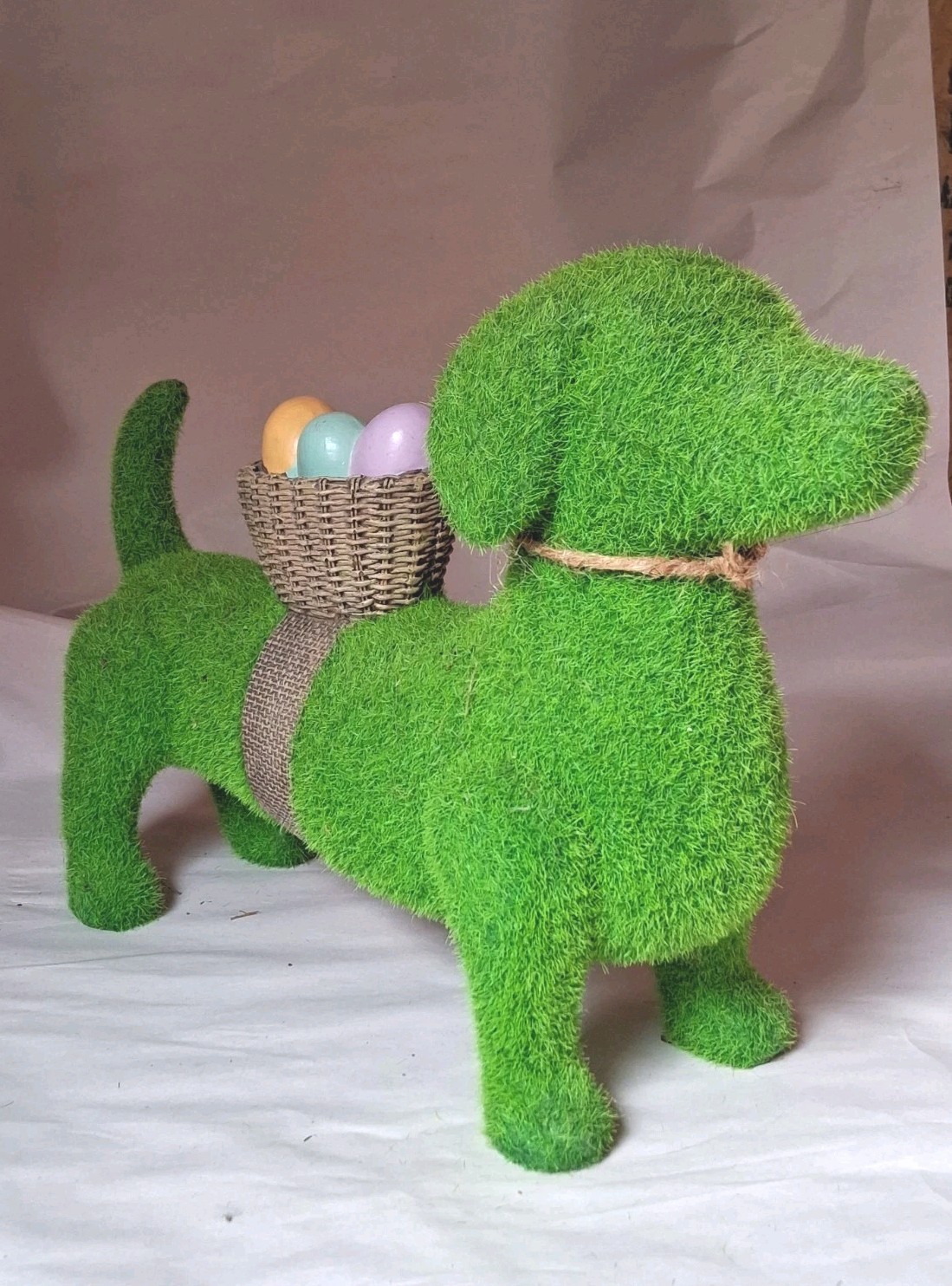 American Humane Society Grass Look Dachshund Easter Statue with Easter Basket