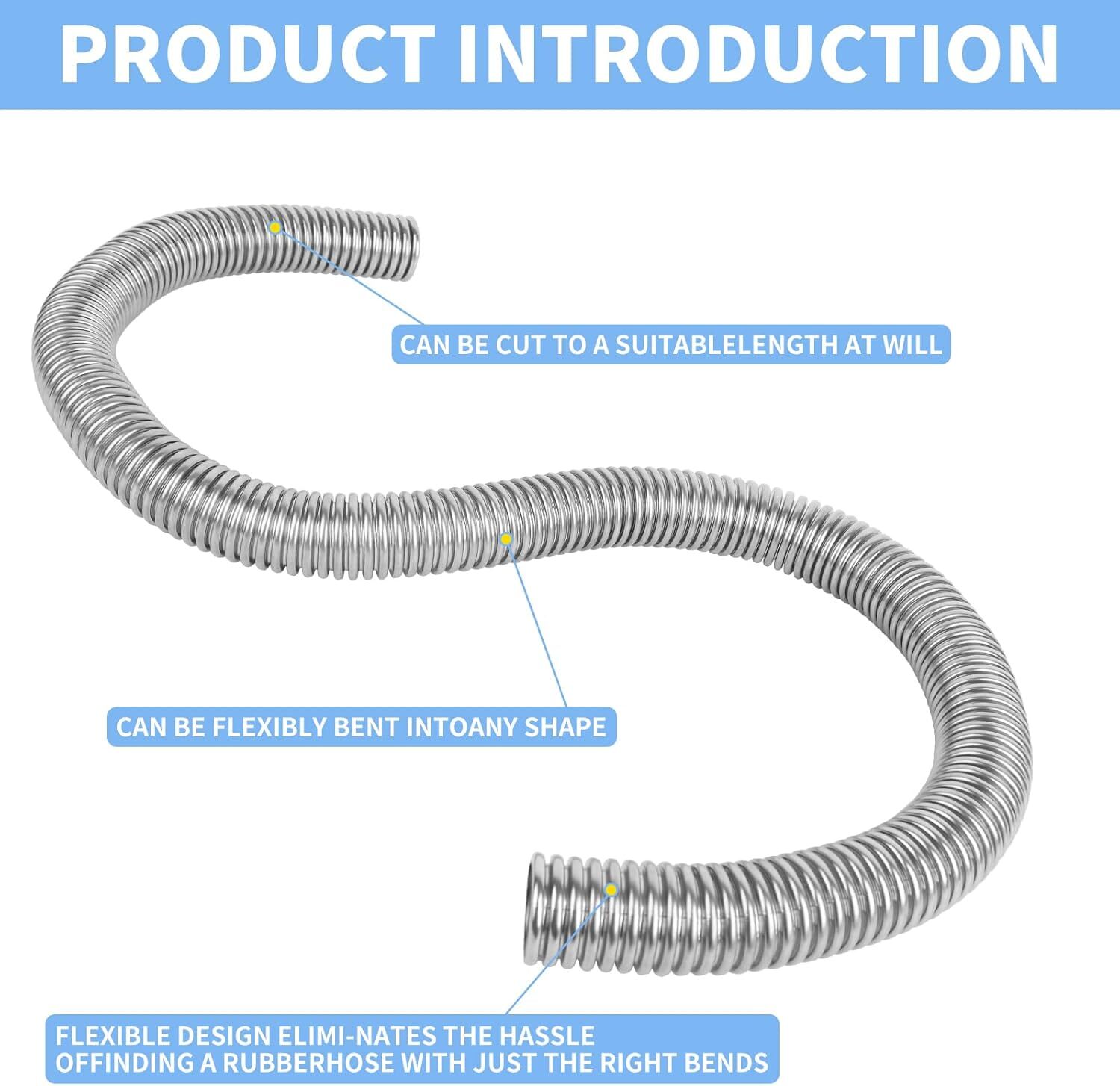 Universal 48" Stainless Steel Radiator Flexible Coolant Water Hose W/ Caps Kit