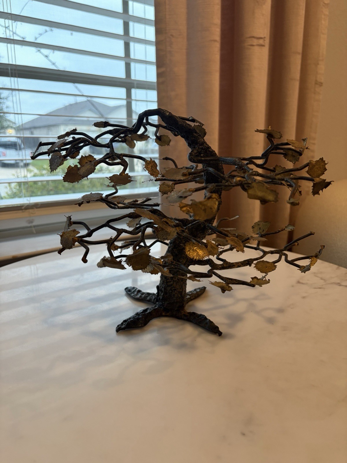 Vintage C. Jeré Signed Brutalist Bonsai Tree Sculpture | Mixed Metal MCM