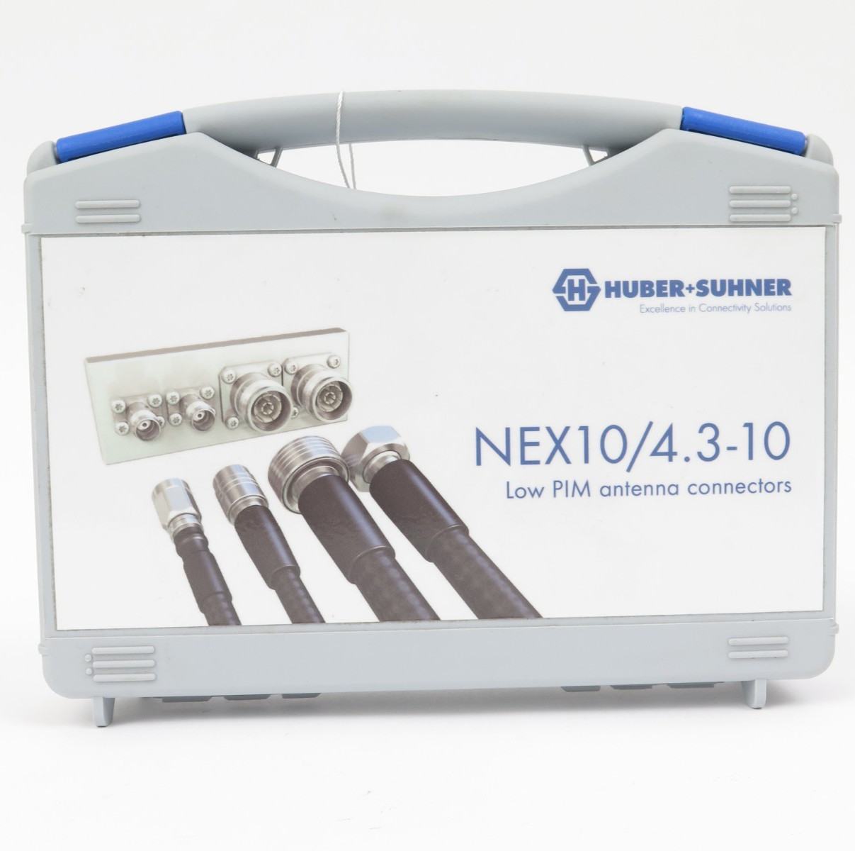 Huber+Suhner NEX10 to 4.3-10 RF Adapter Kit 8-Piece Set Low PIM Grey Case