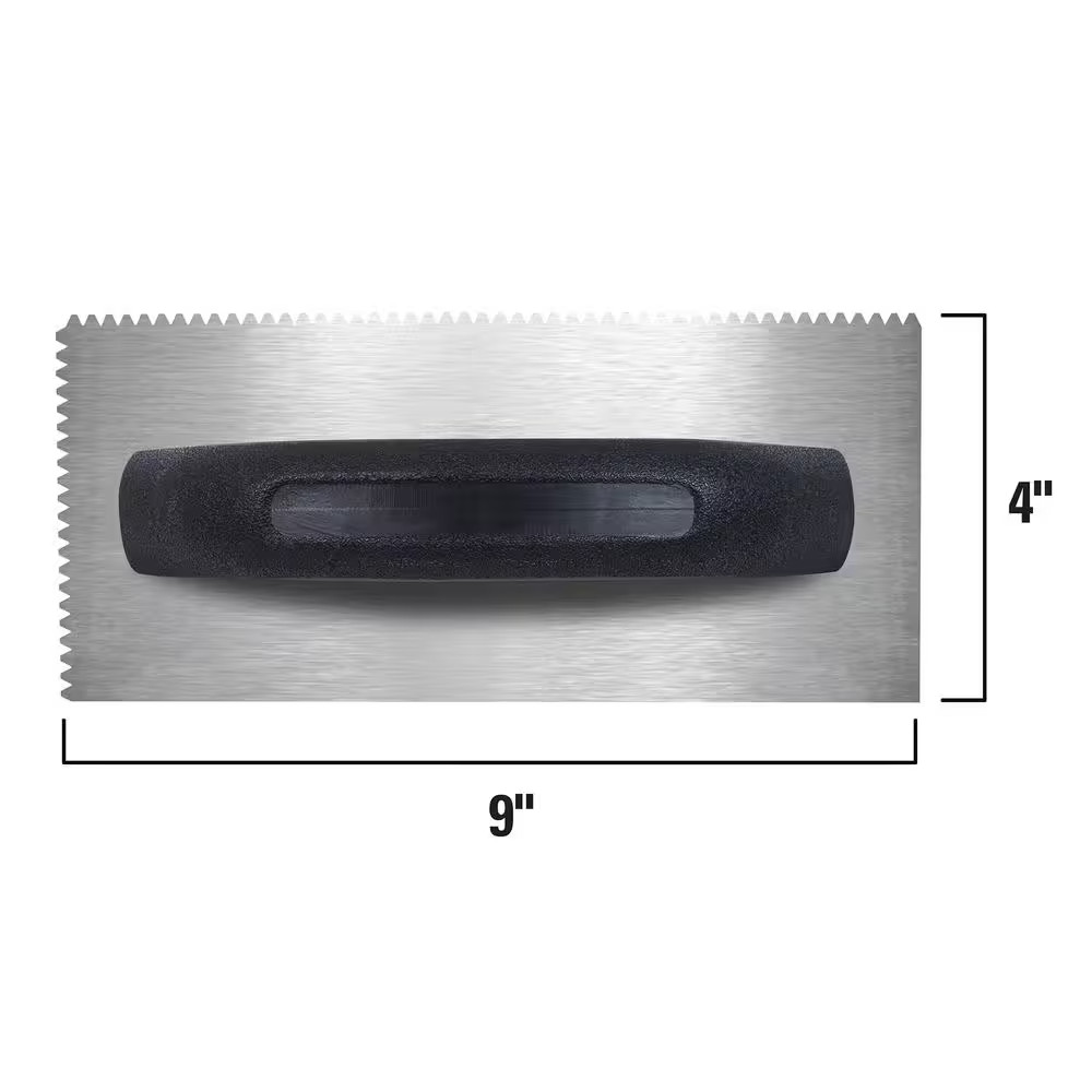 HDX 9 In. X 1/8 In. X 1/16 In. Flat Top V-Notched Economy Flooring Trowel