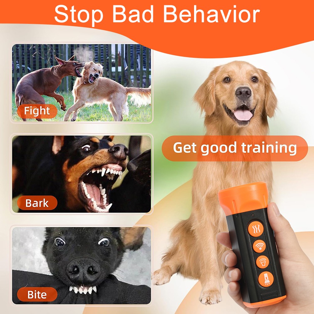 Anti-Dog Bark Deterrent Device Ultrasonic Stop Barking Repeller 4 Head with LED