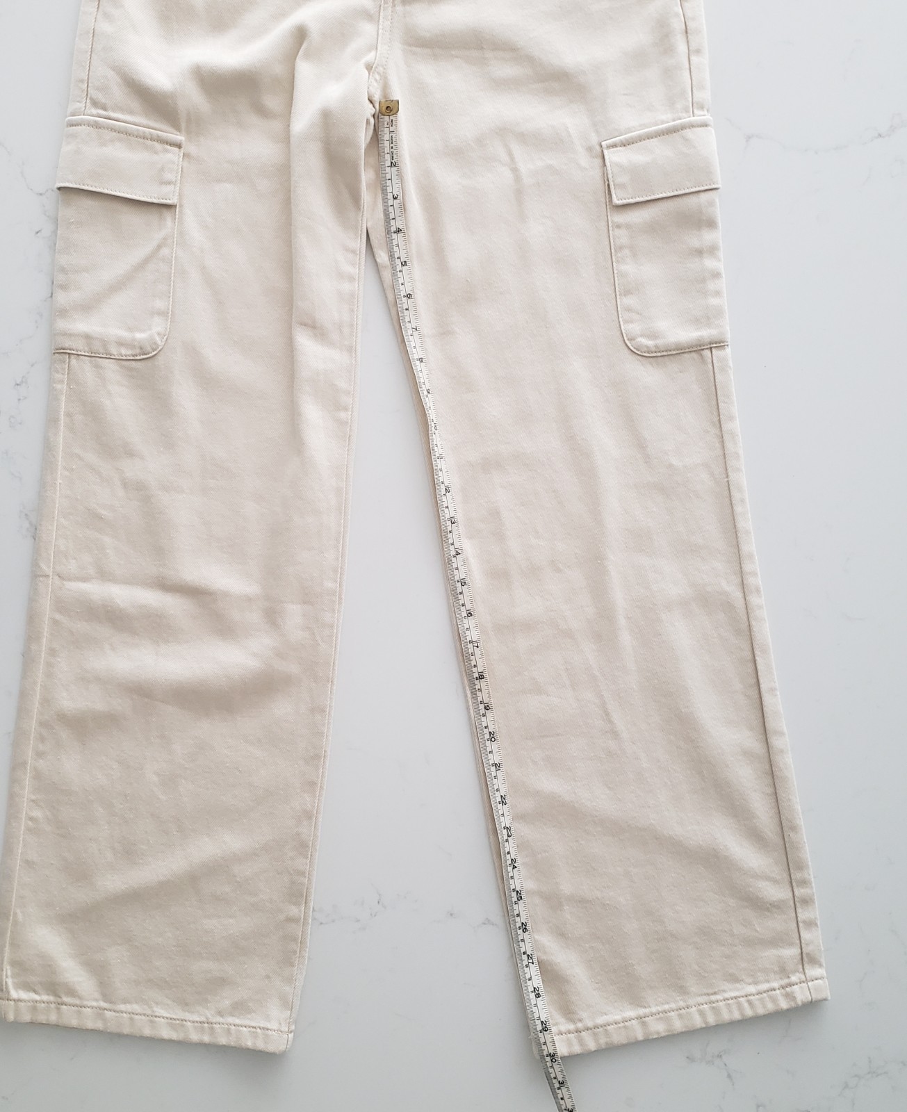 Marc New York Jeans Womens Size 4 Cargo Ecru Denim Cotton High Rise Wide Leg NWT